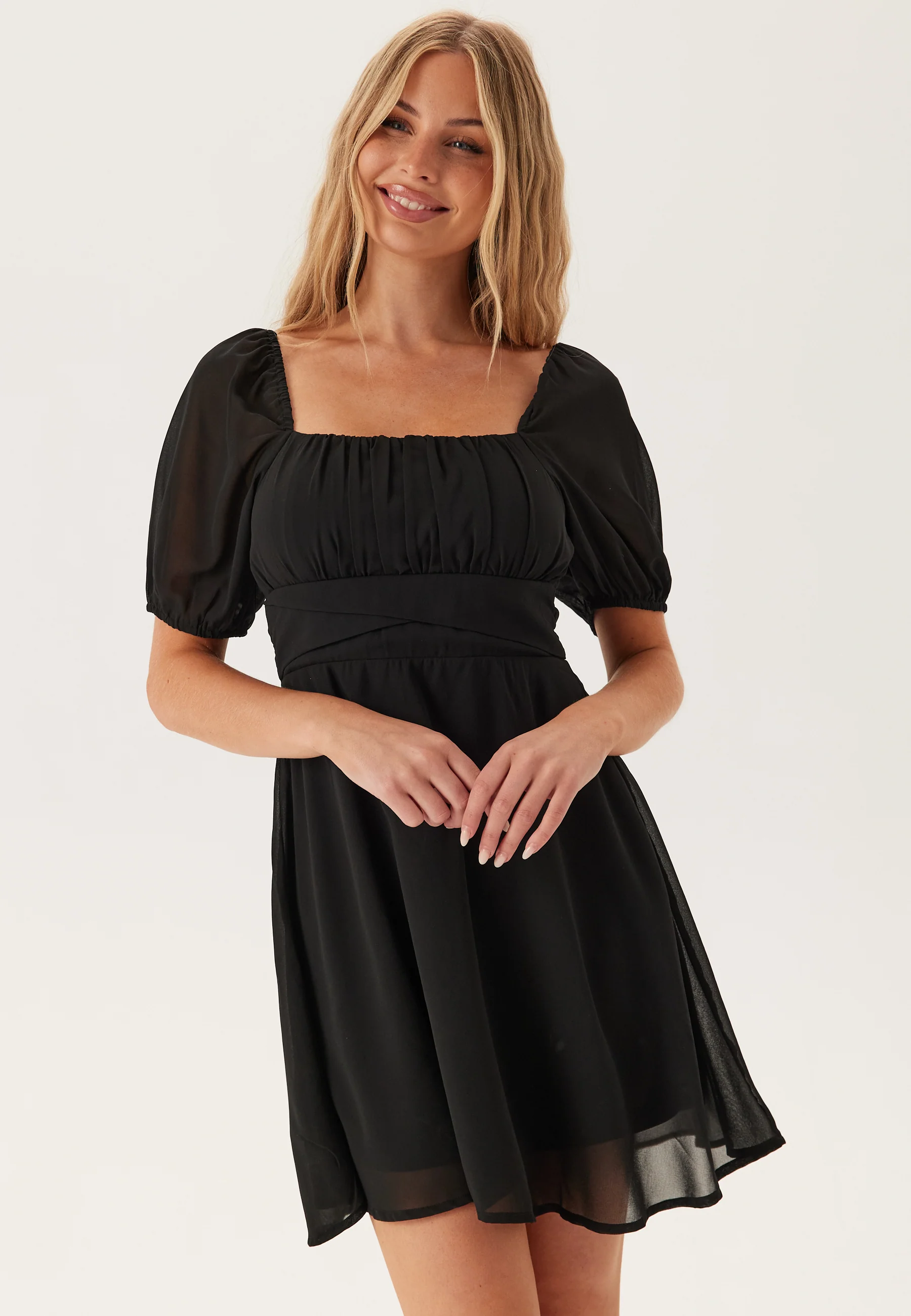 Square Neck S/S Georgette Dress - Image 2