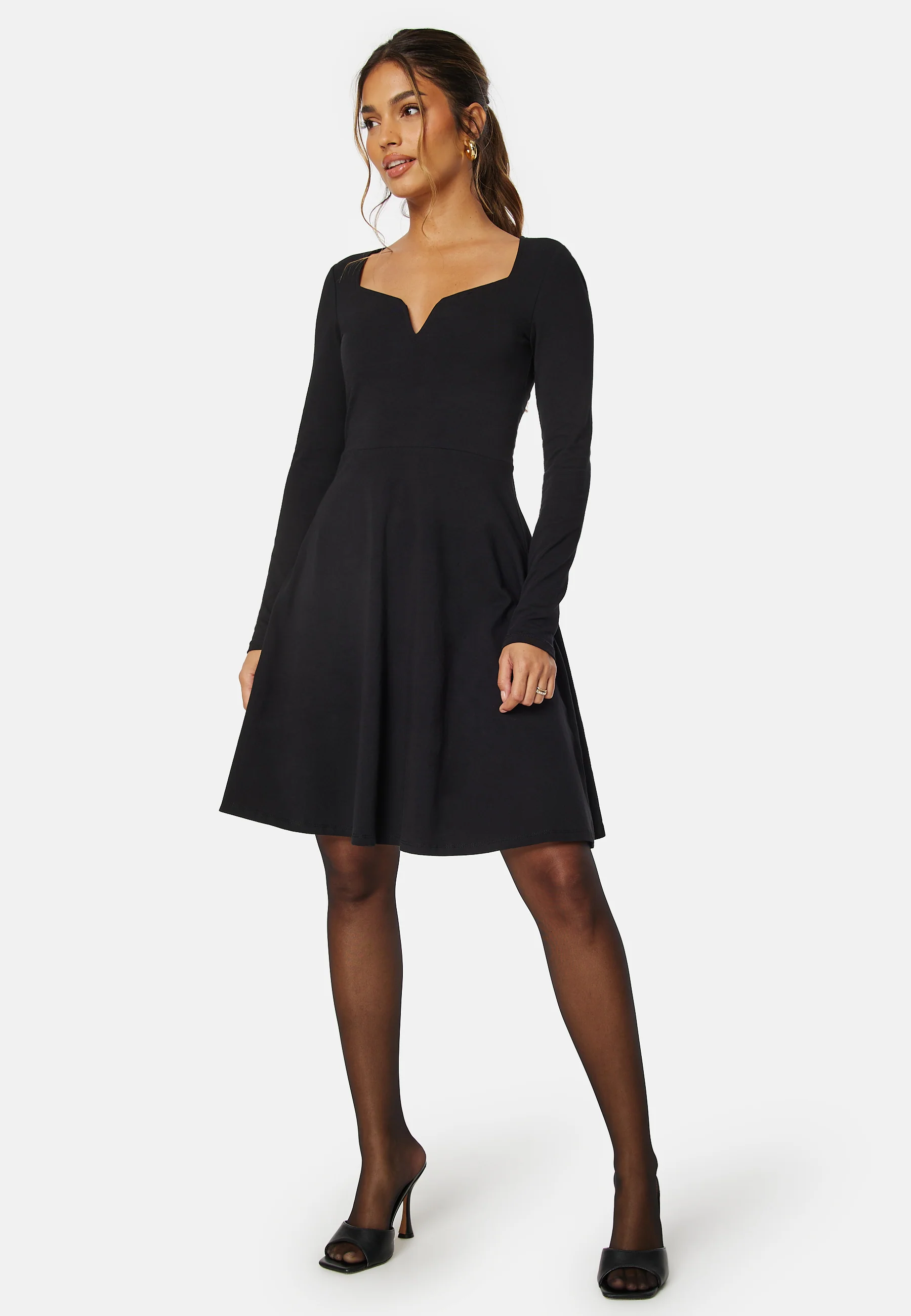 Square V-neck L/S Skater Dress - Image 2