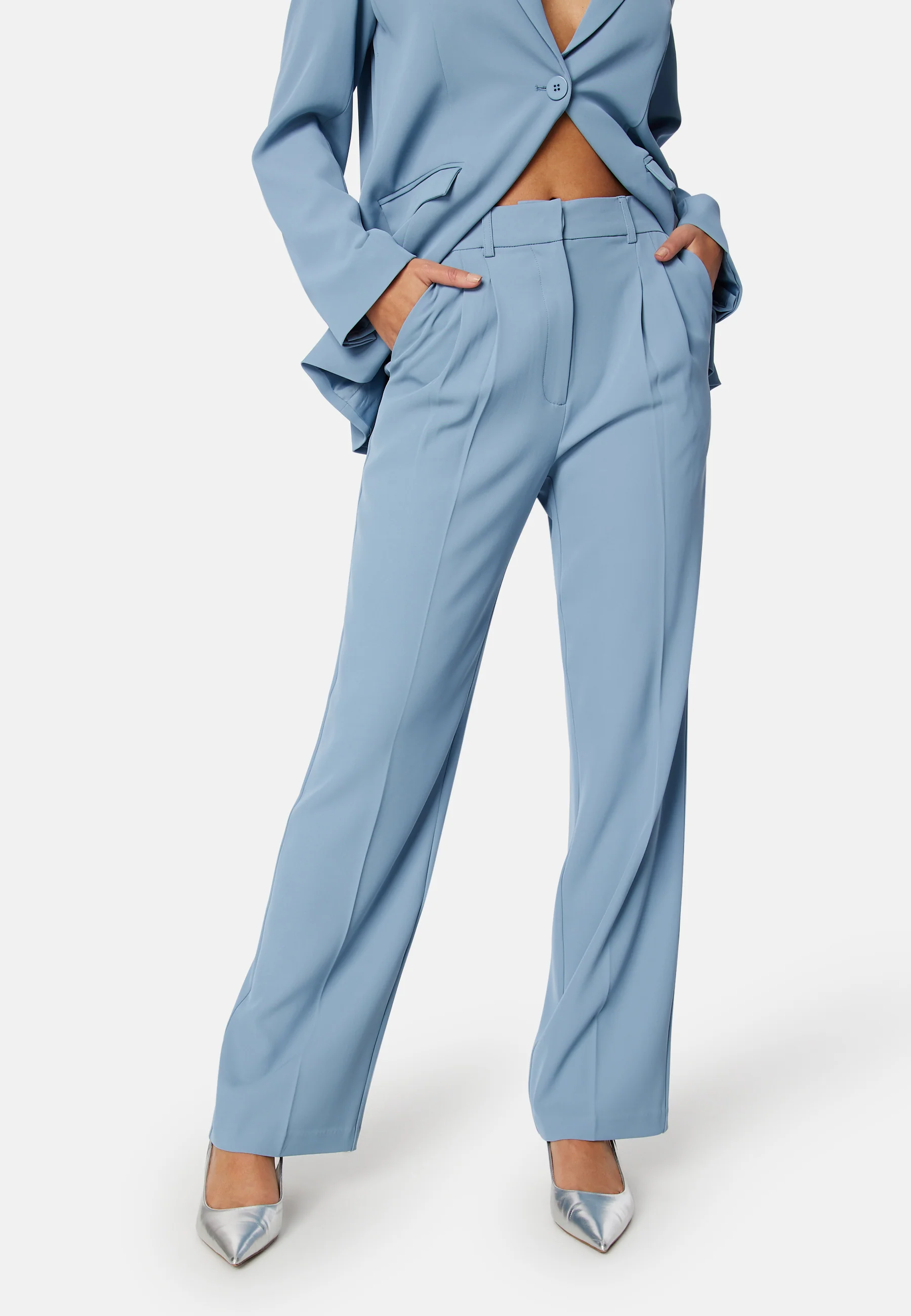 Straight Leg Pleated Suit Pants - Image 2