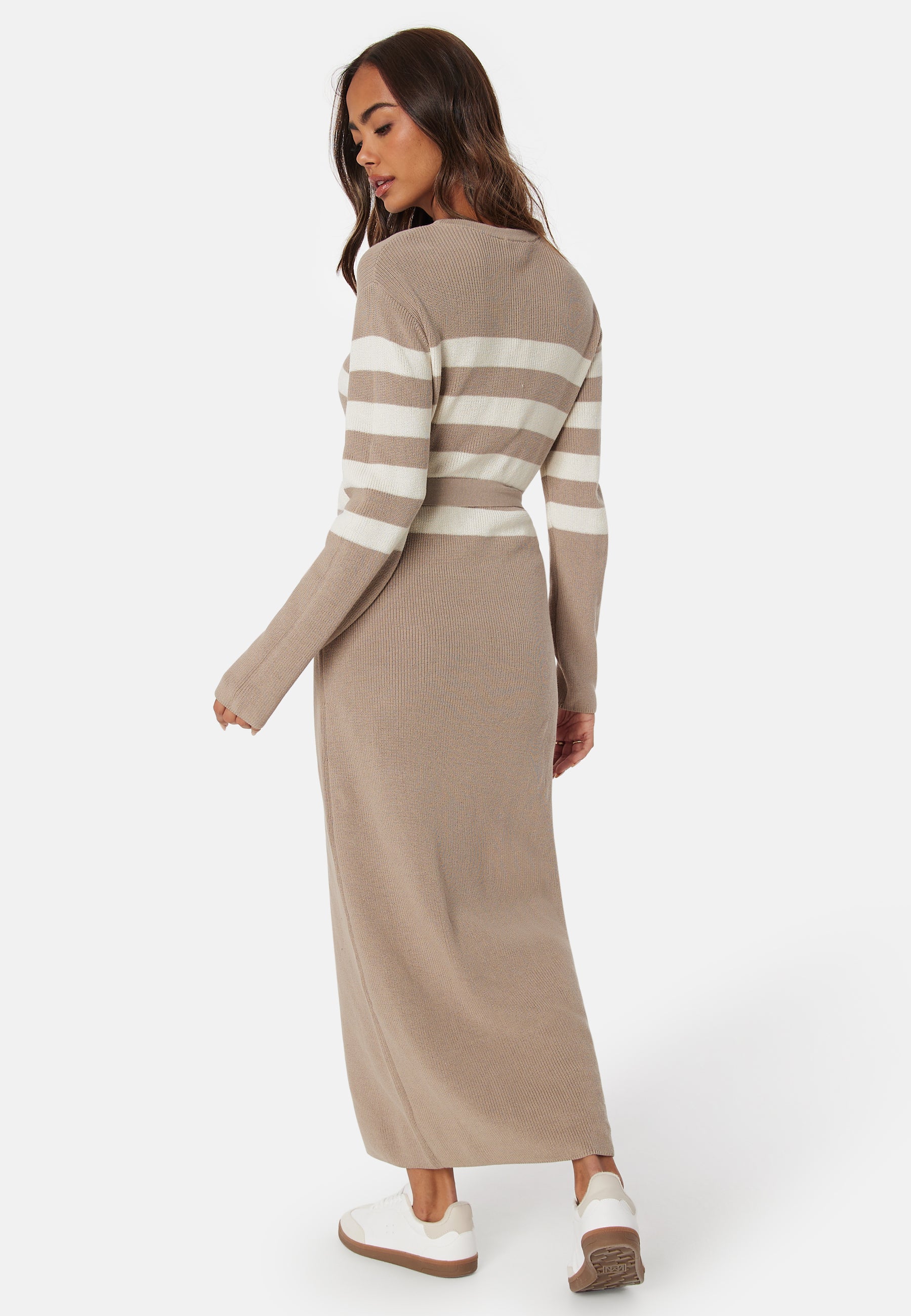 Striped O-neck  Knitted Dress - Image 2