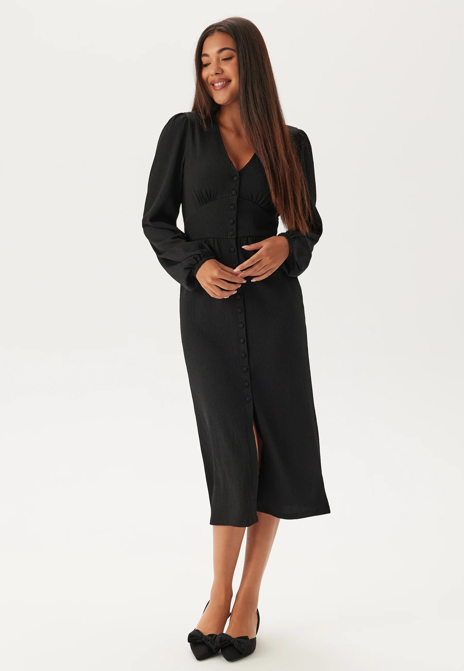 Structure Button Midi Dress
