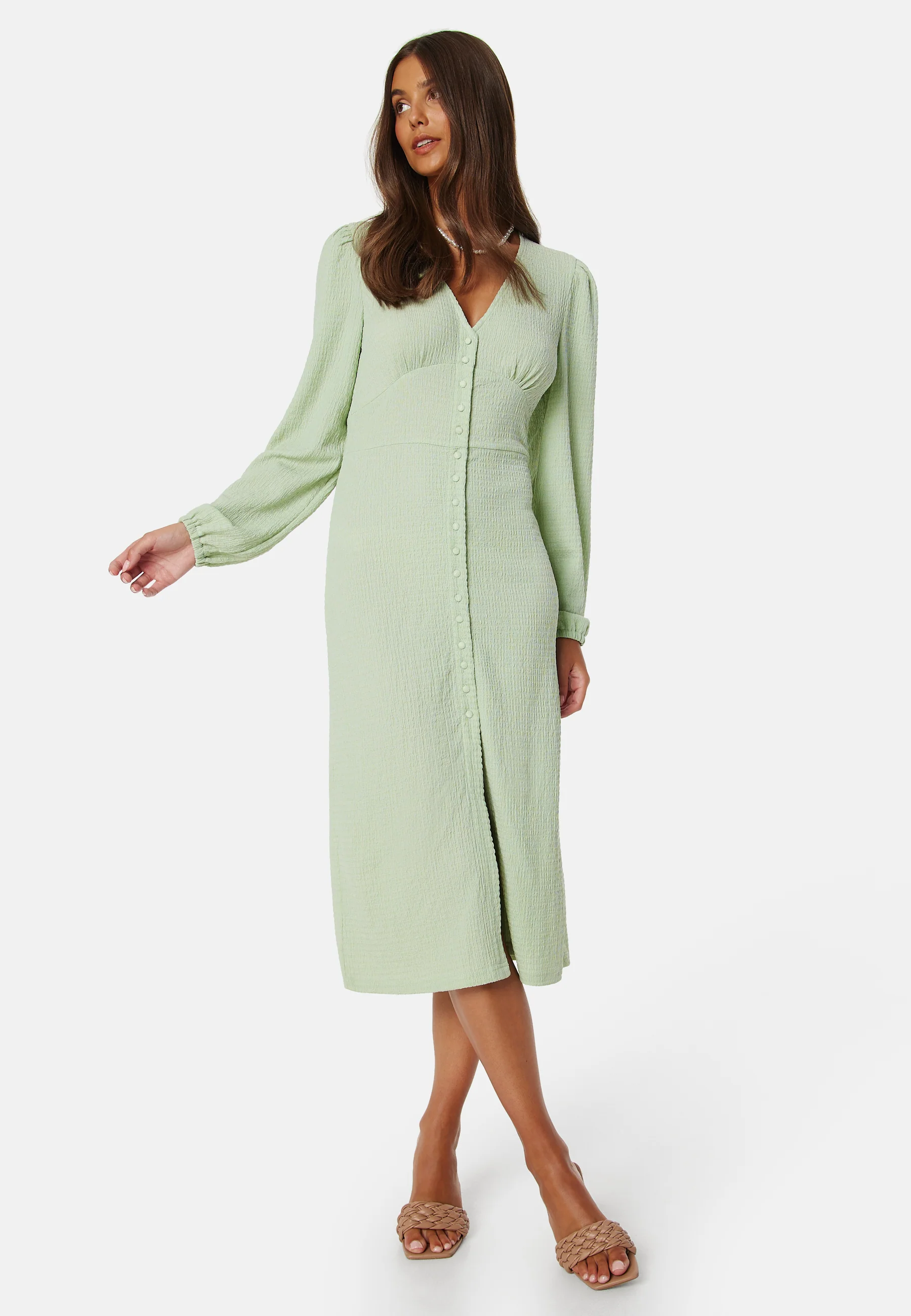 Structure Button Midi Dress