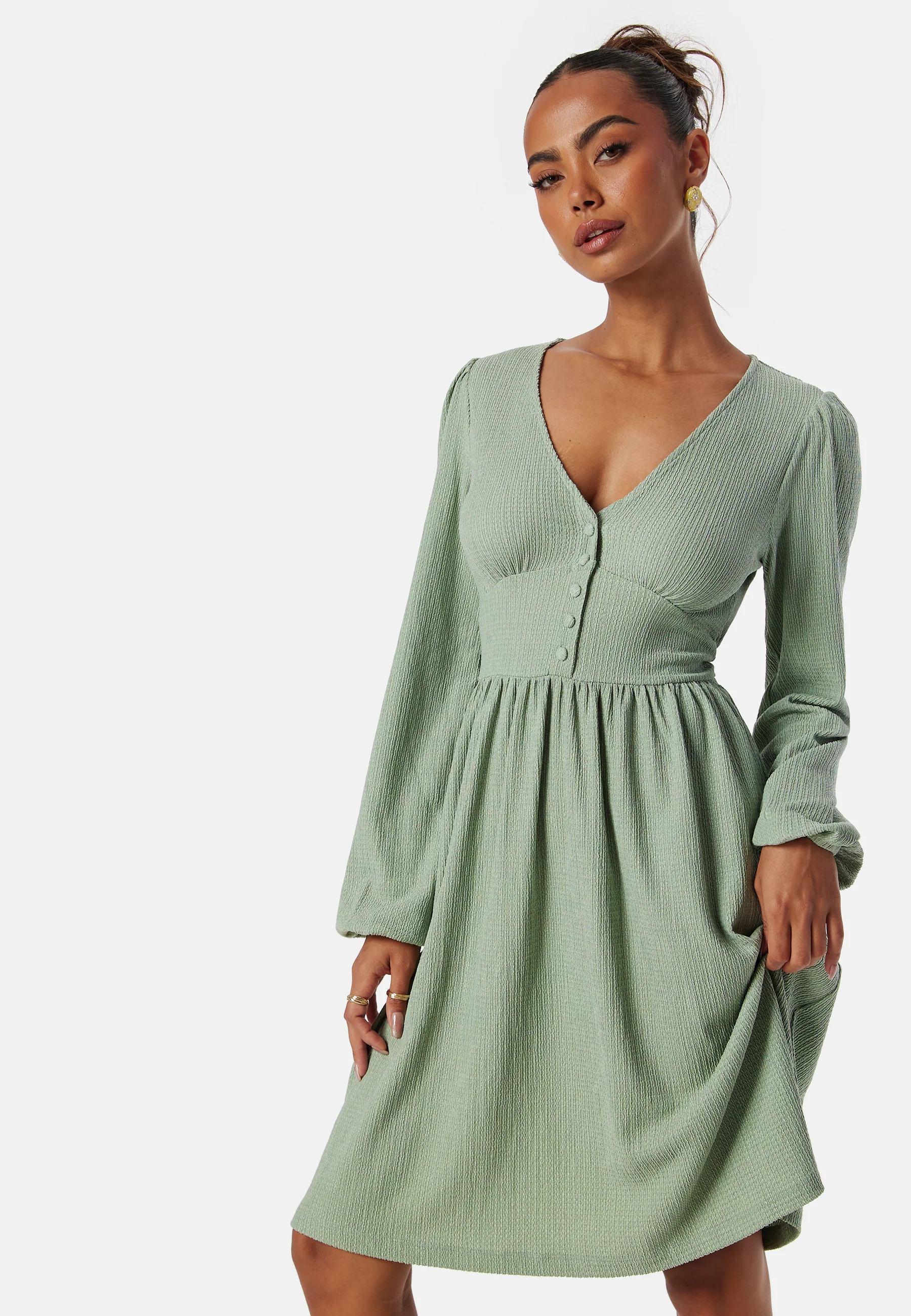 Structure Button Short Dress