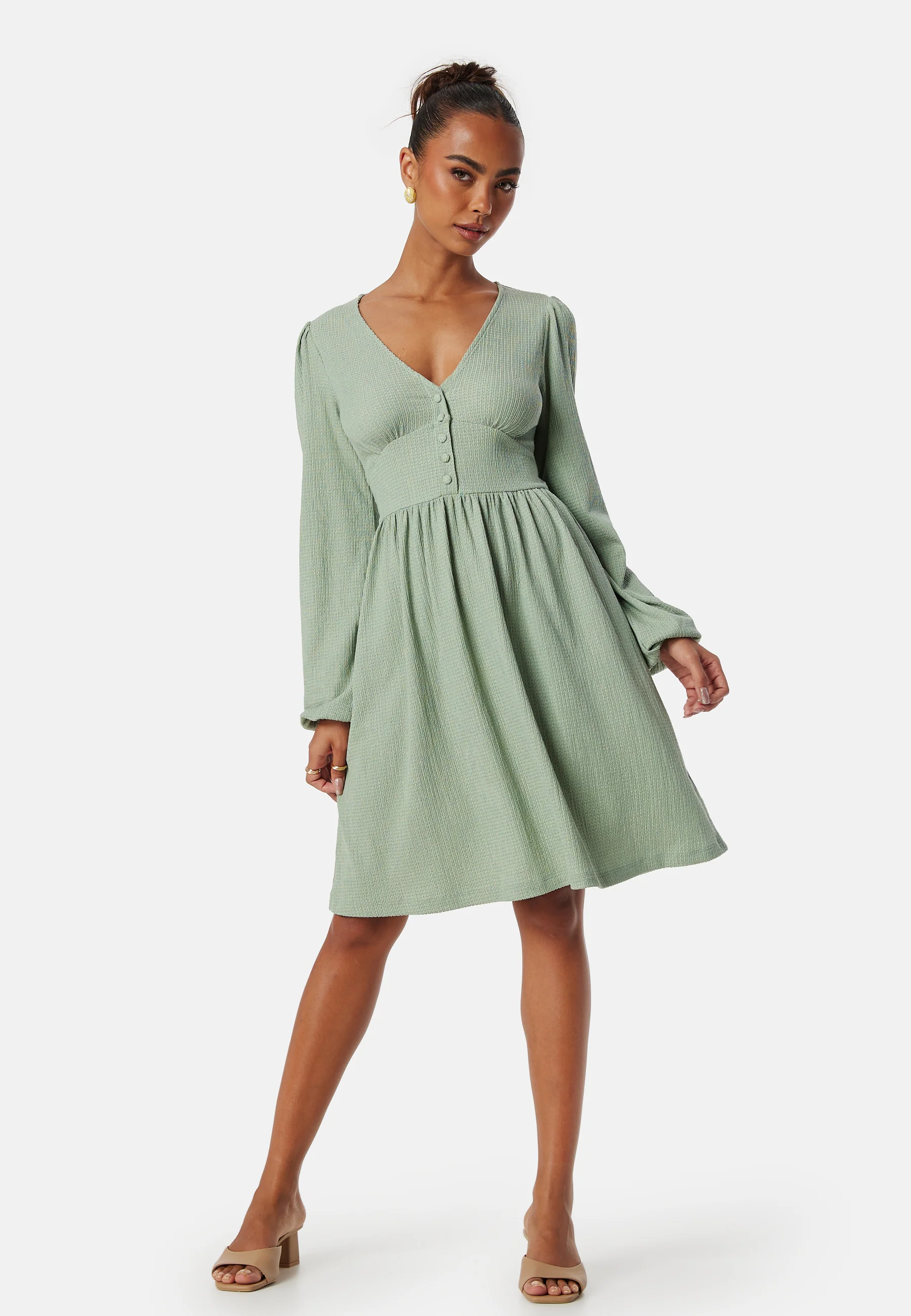 Structure Button Short Dress - Image 3