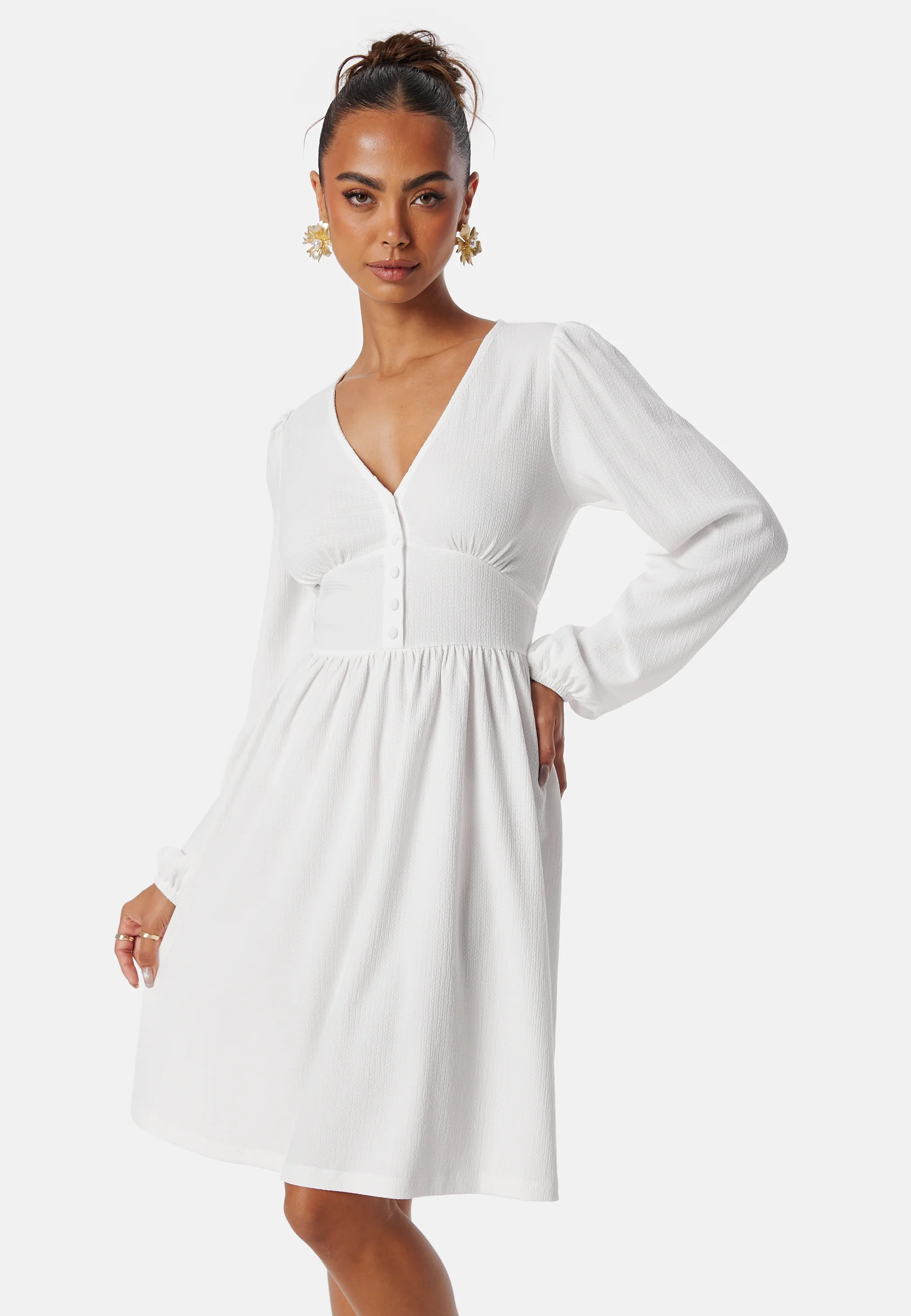 Structure Button Short Dress - Image 3