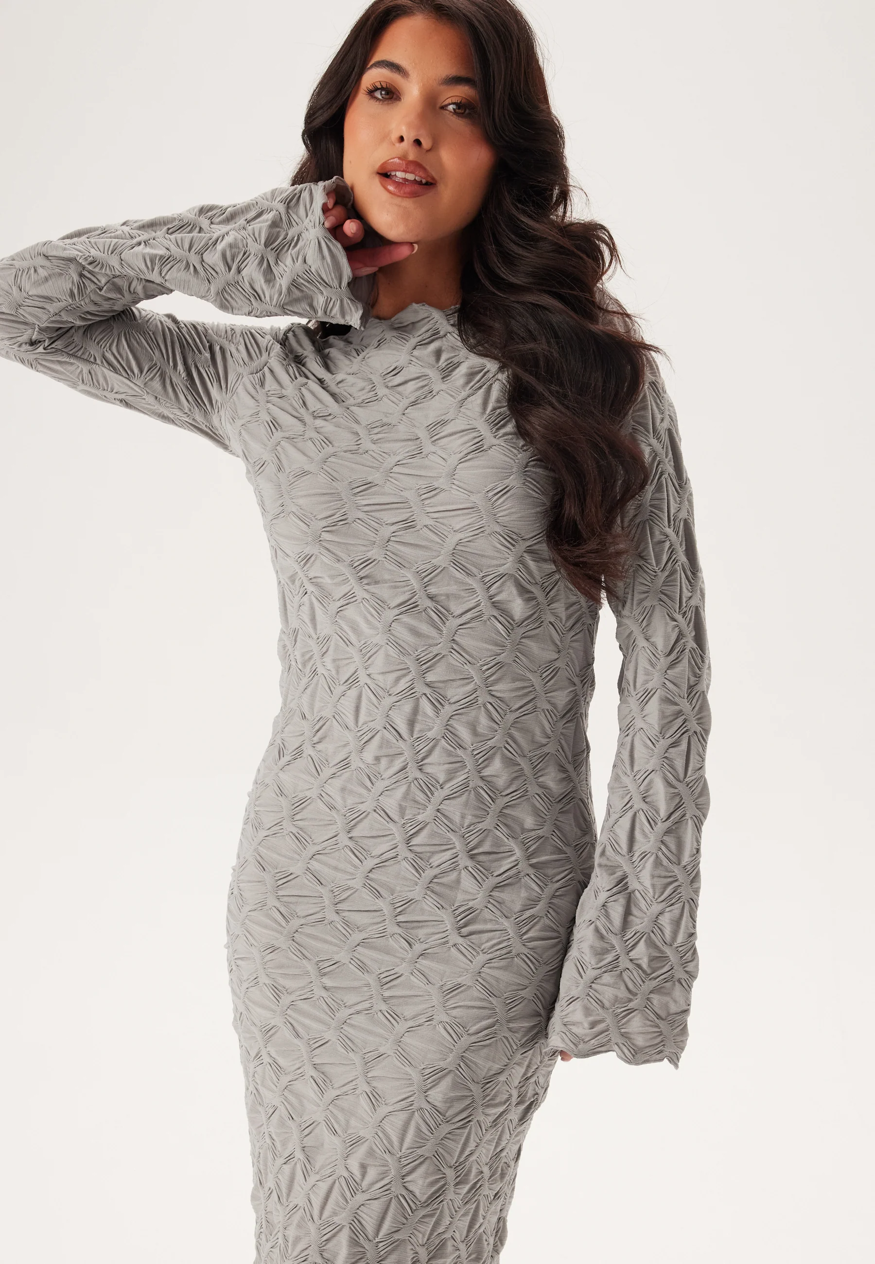 Structure Long Sleeve Midi Dress - Image 3