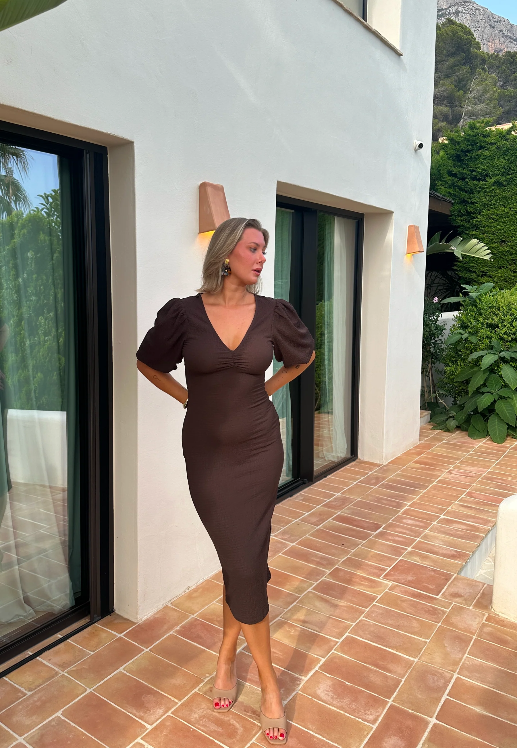 Structure Puff Sleeve Dress - Image 6