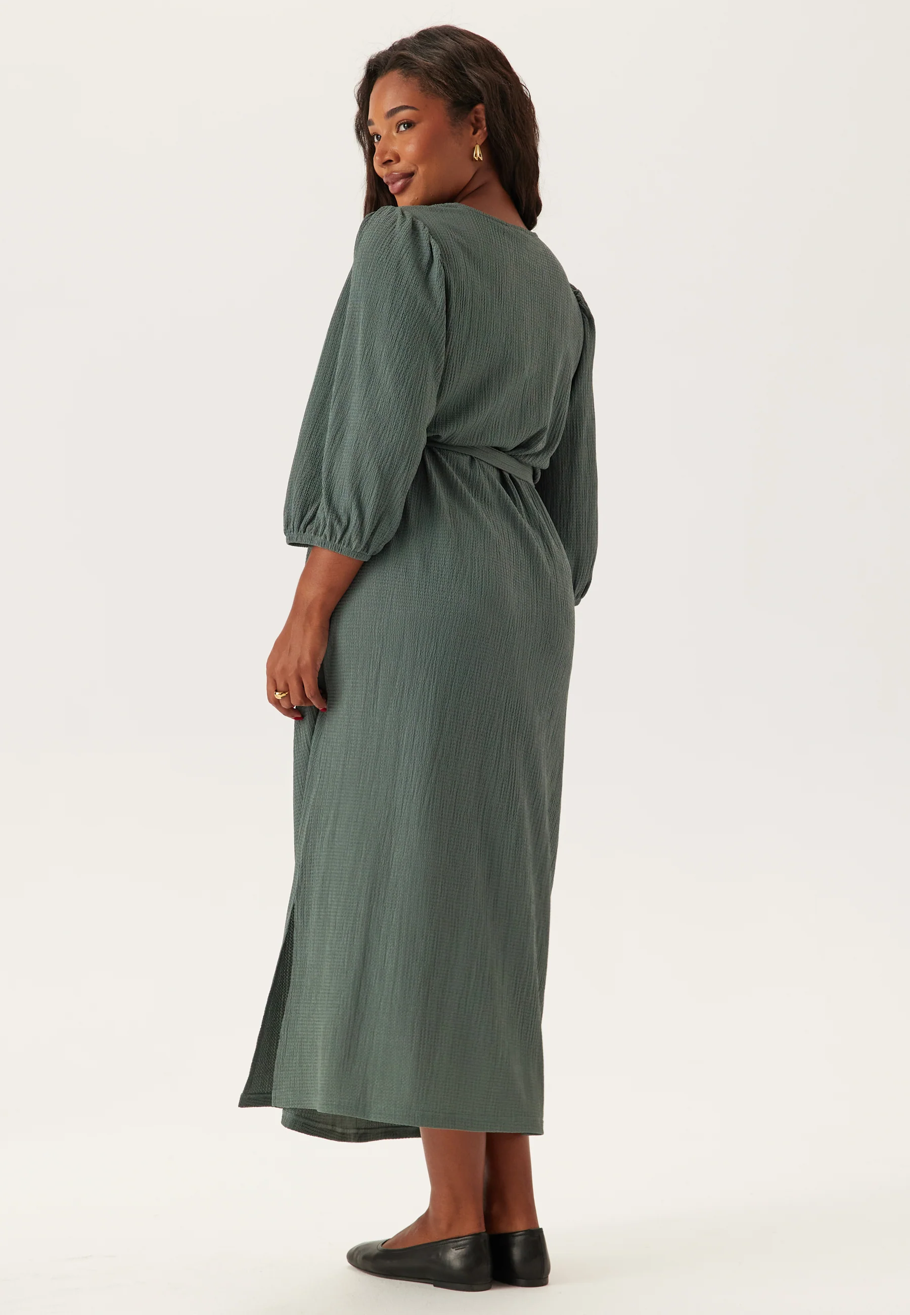 Structured Puff Sleeve Midi Dress - Image 7