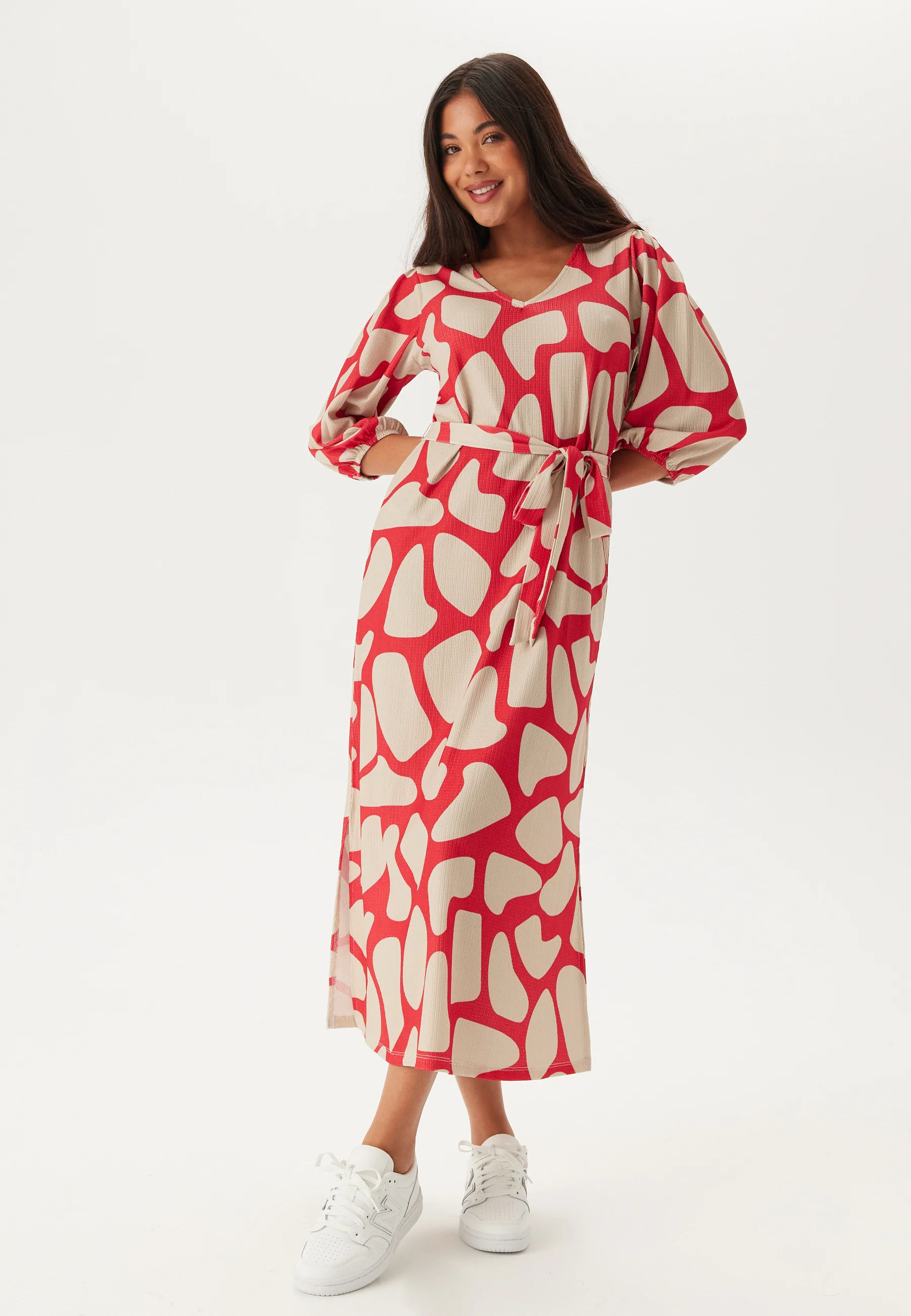 Structured Puff Sleeve Midi Dress