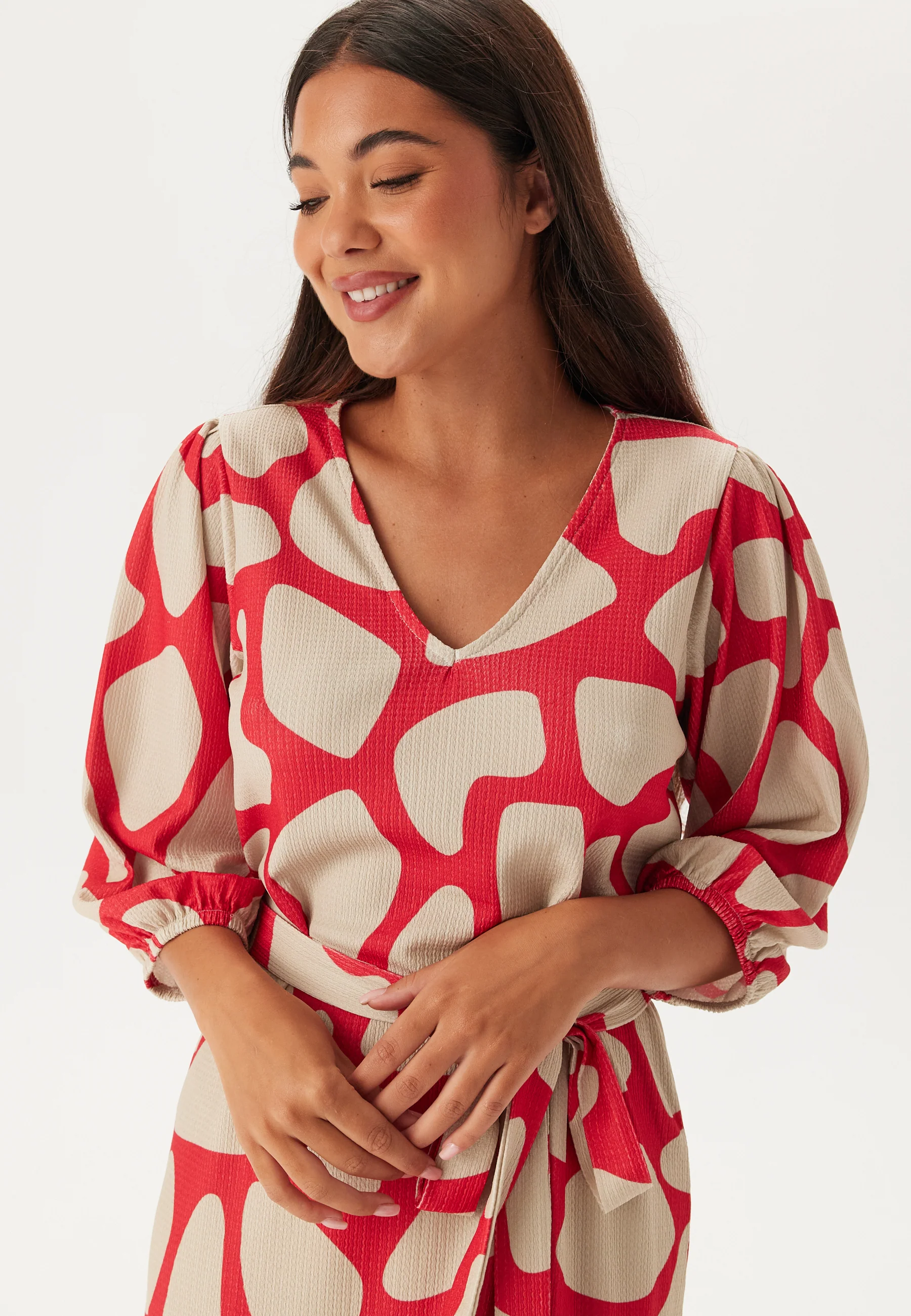Structured Puff Sleeve Midi Dress - Image 3