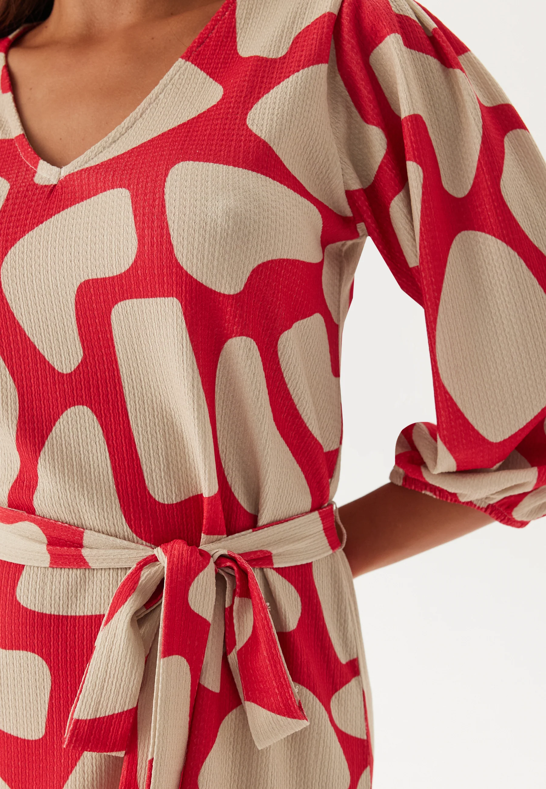 Structured Puff Sleeve Midi Dress - Image 4