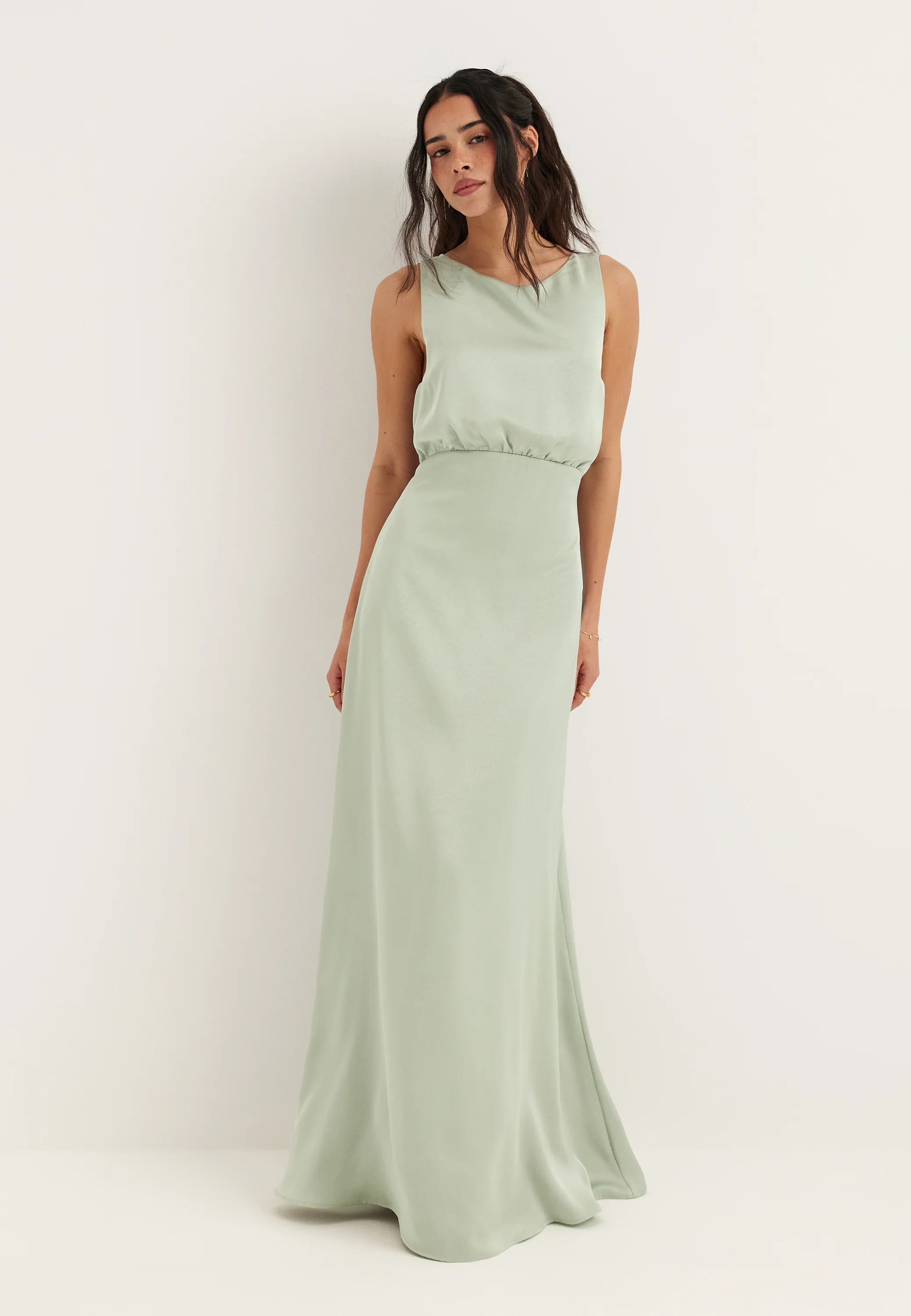 Tie Back Shawl Satin Dress - Image 3
