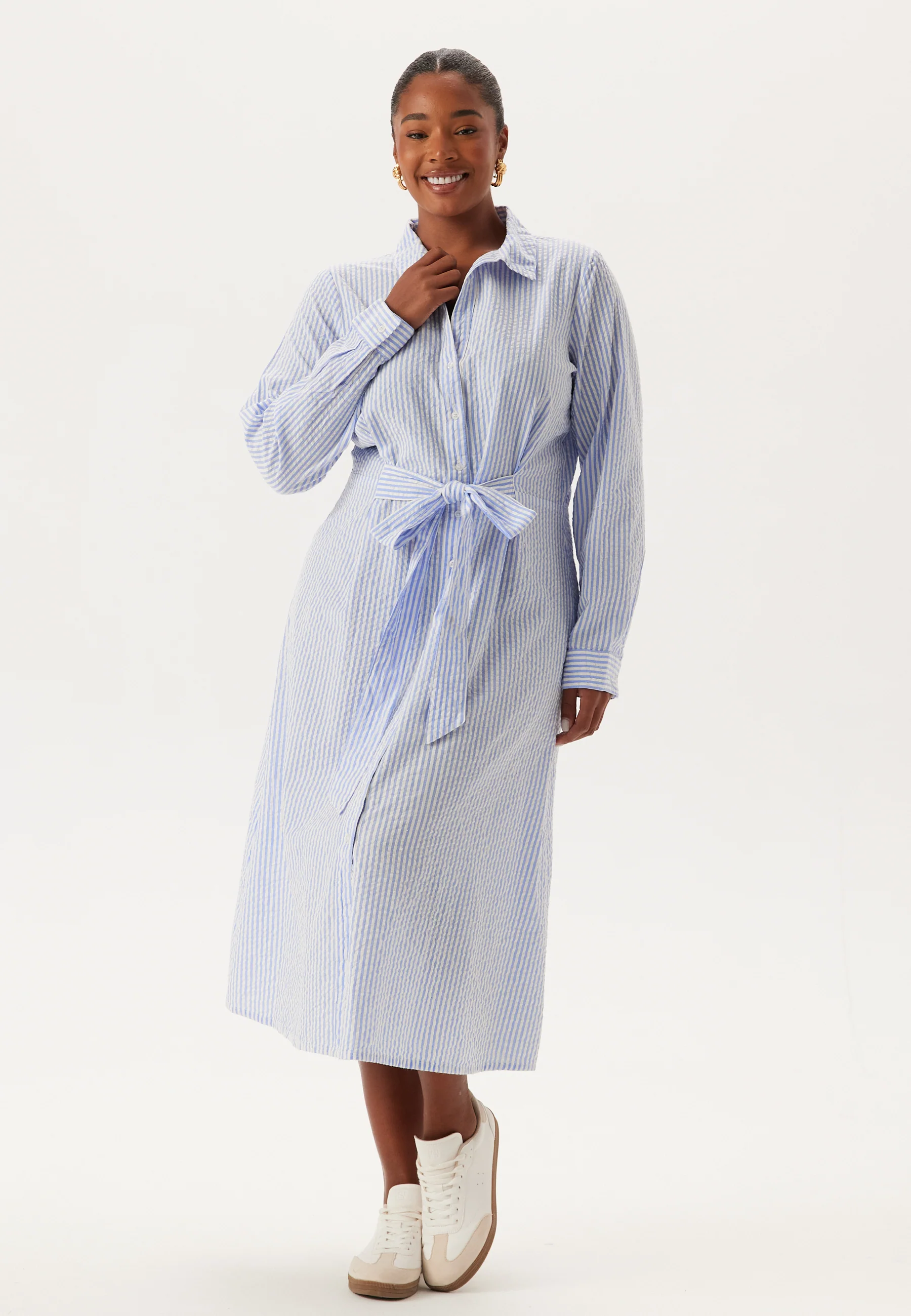 Tie Detail Cotton Shirt Dress - Image 7