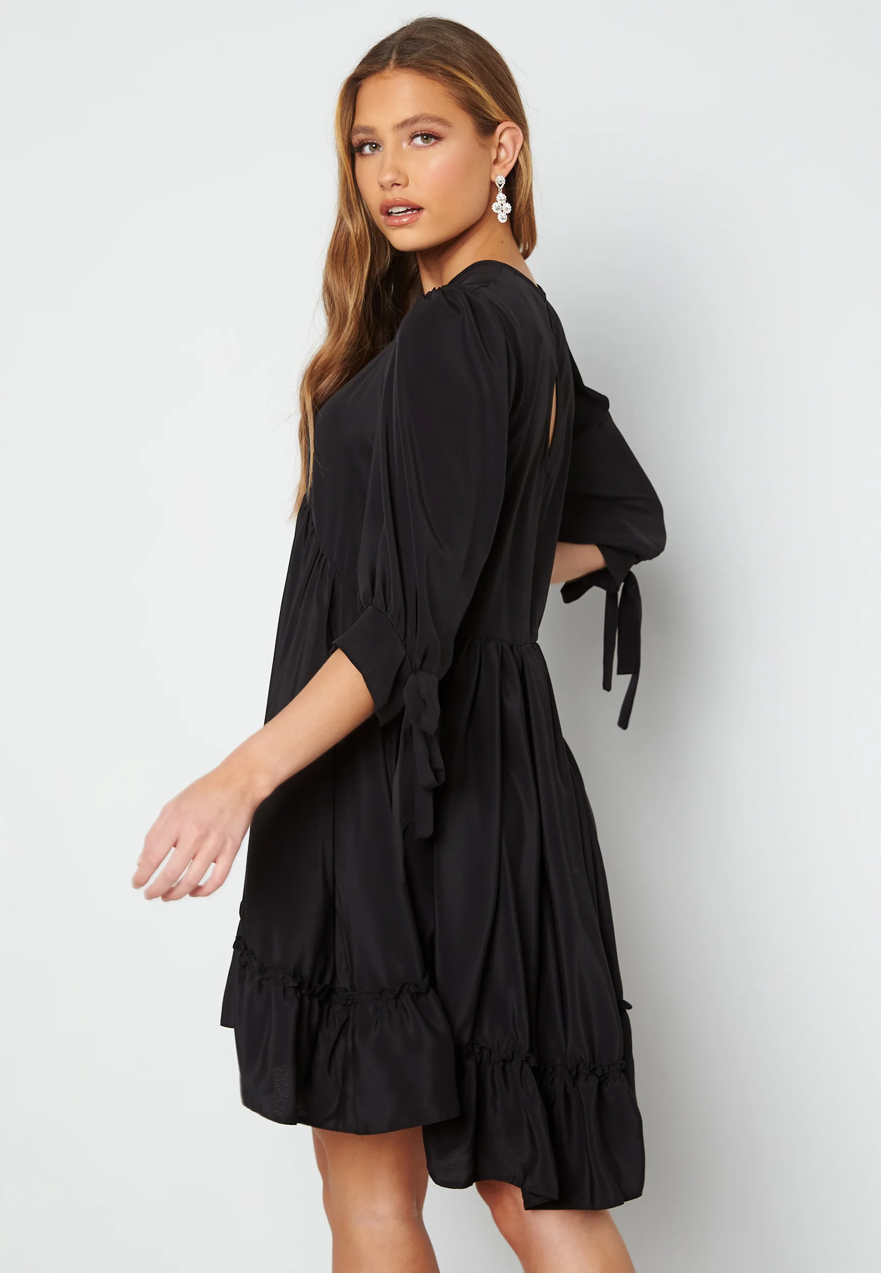 Tie Neck Frill Hem Dress - Image 3