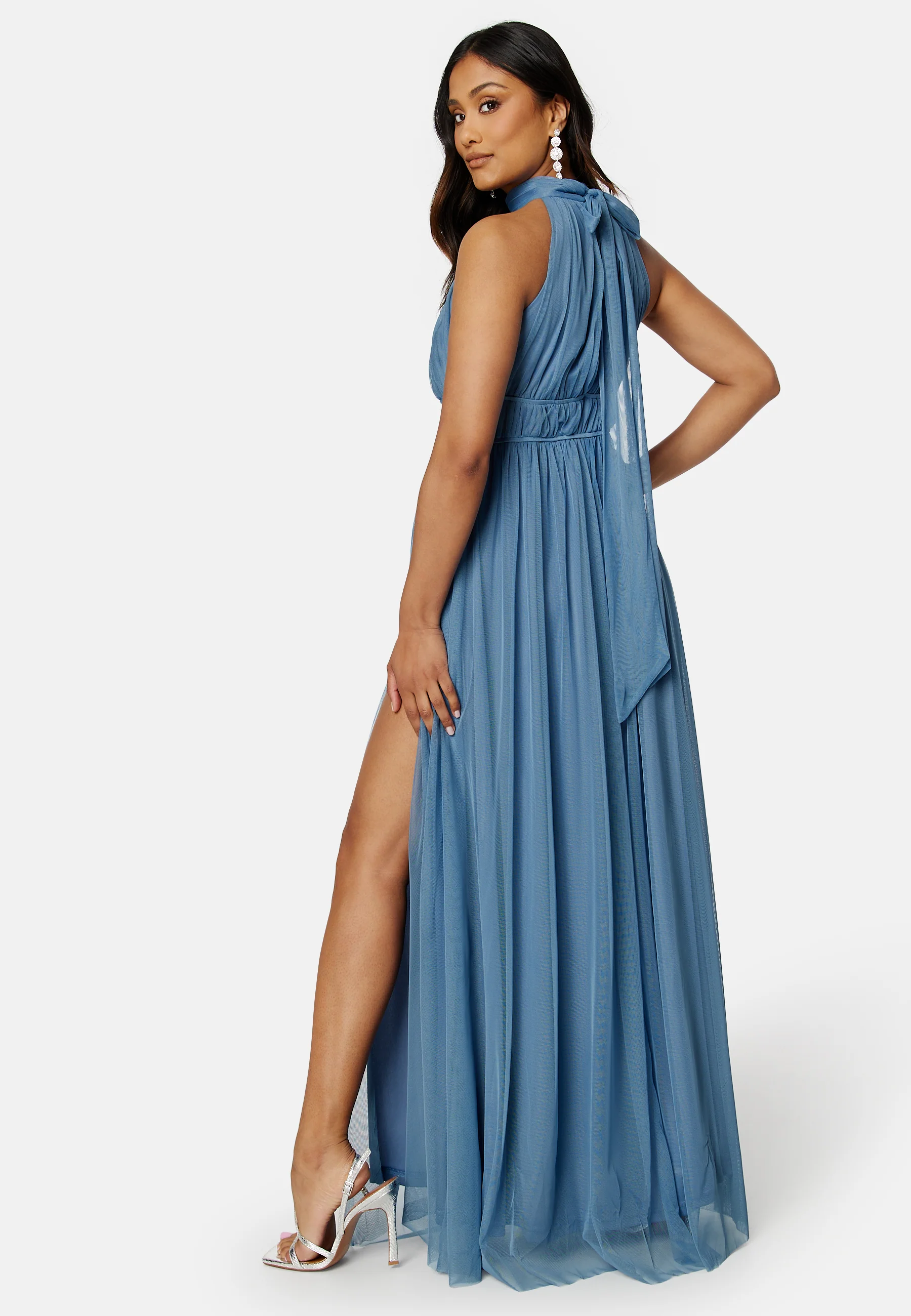 Tie Neck Maxi Dress With Split - Image 2