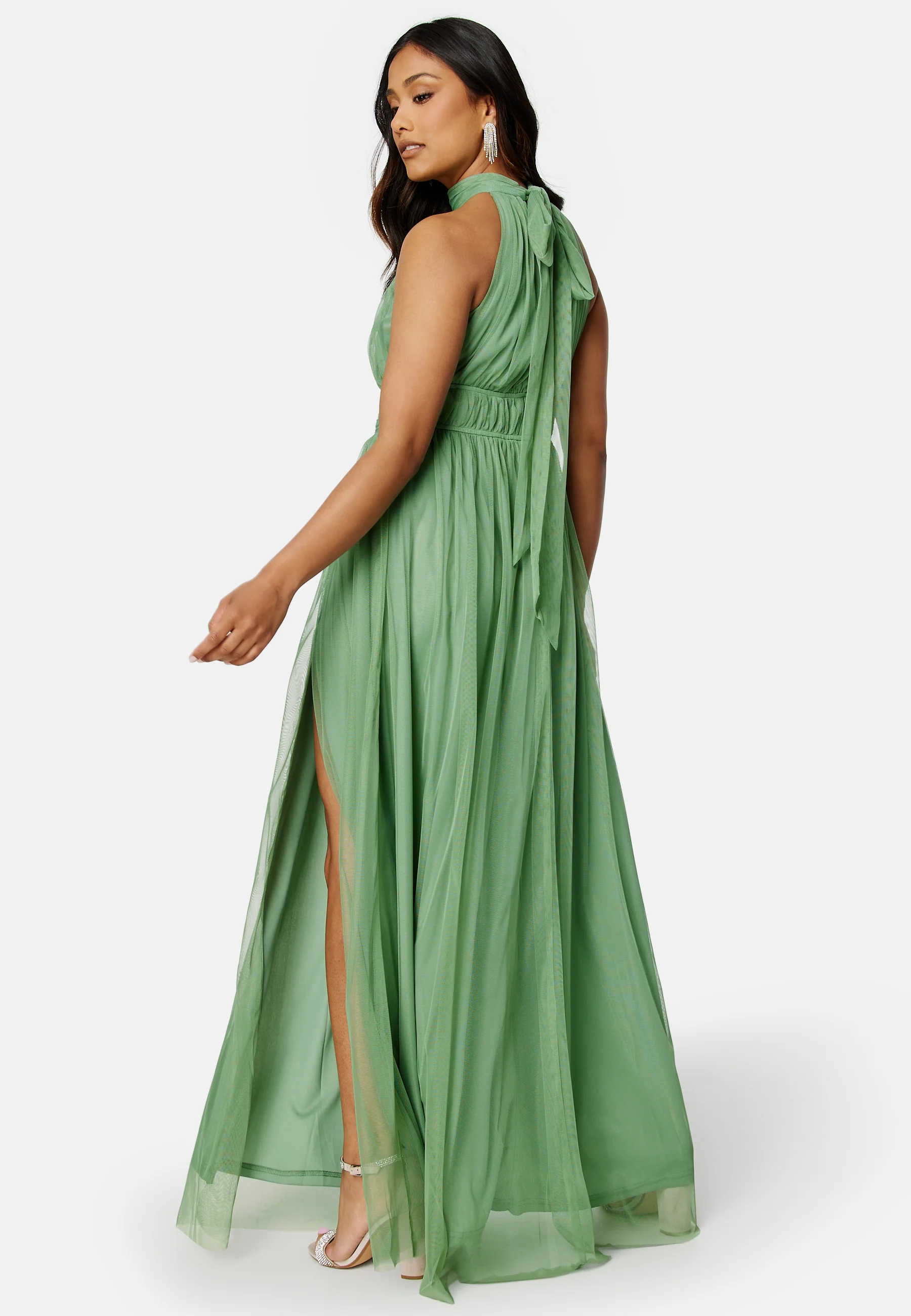 Tie Neck Maxi Dress With Split - Image 2