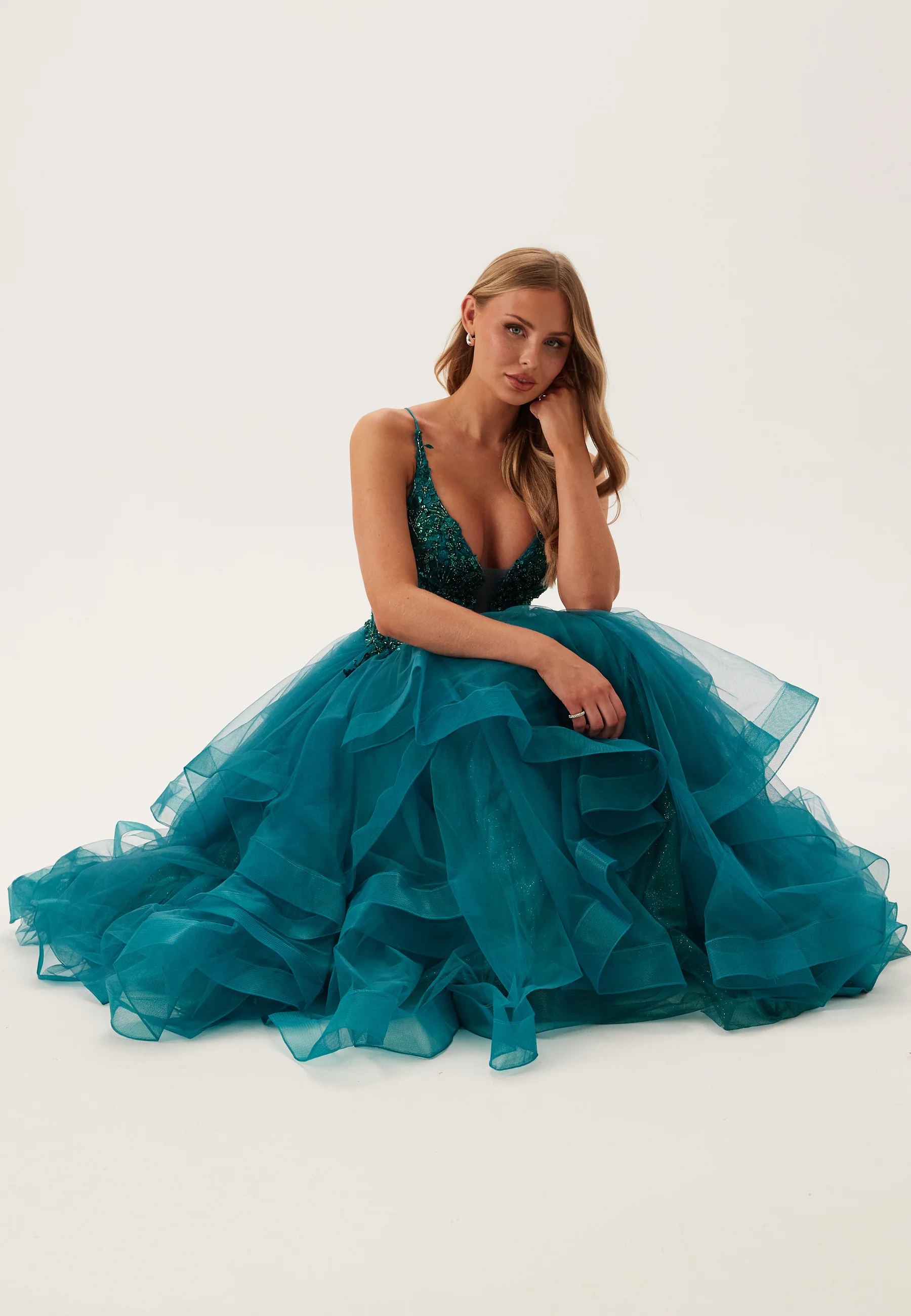 Tulle Frill Evening Dress with Lacing - Image 4