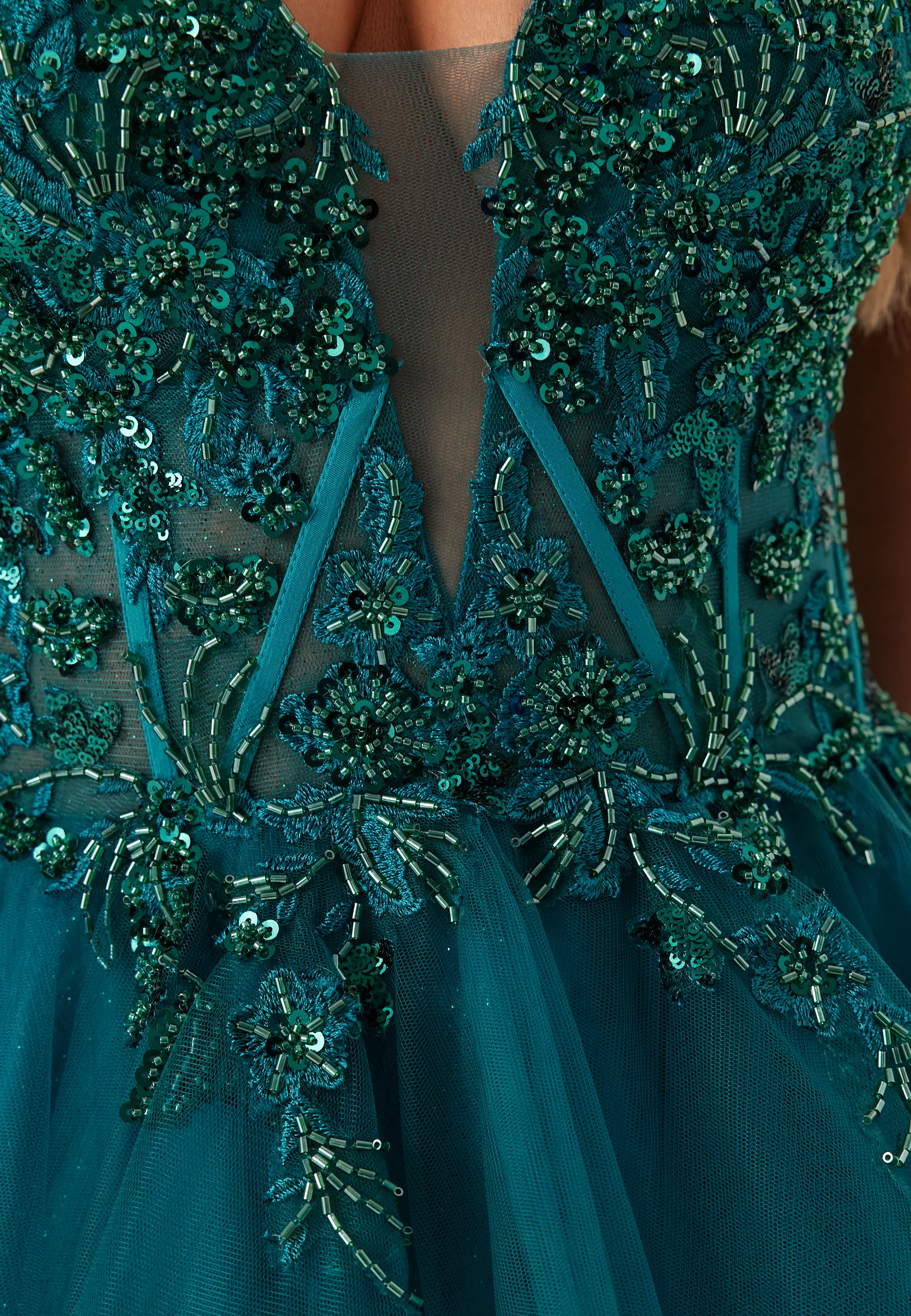 Tulle Frill Evening Dress with Lacing - Image 6