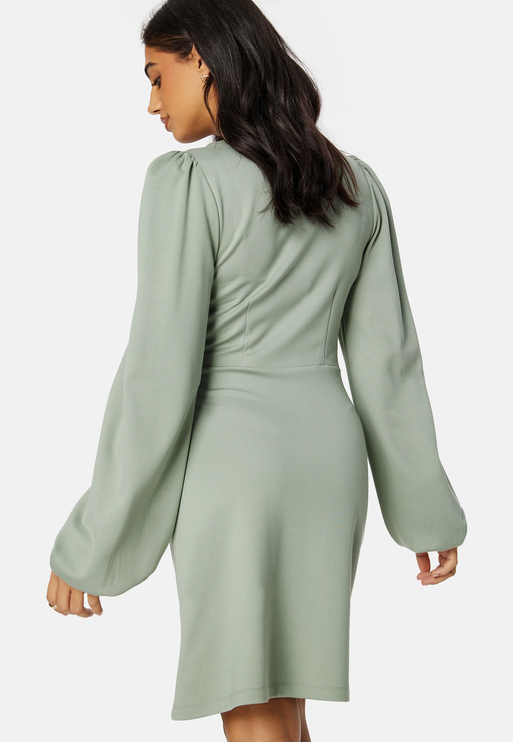 V-neck Balloon Sleeve Short Dress - Image 3
