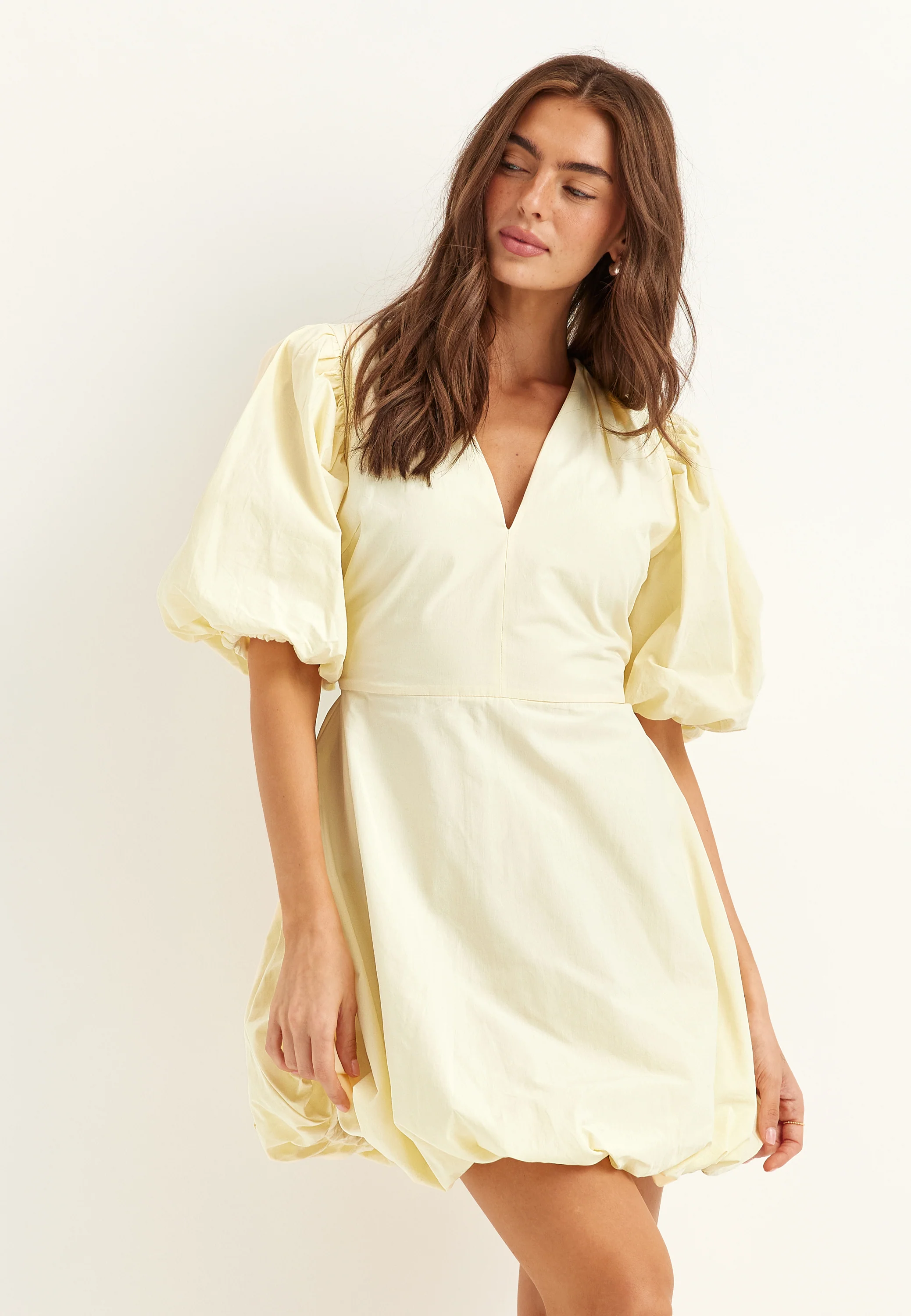 V-neck Bubble Hem Short Dress - Image 5
