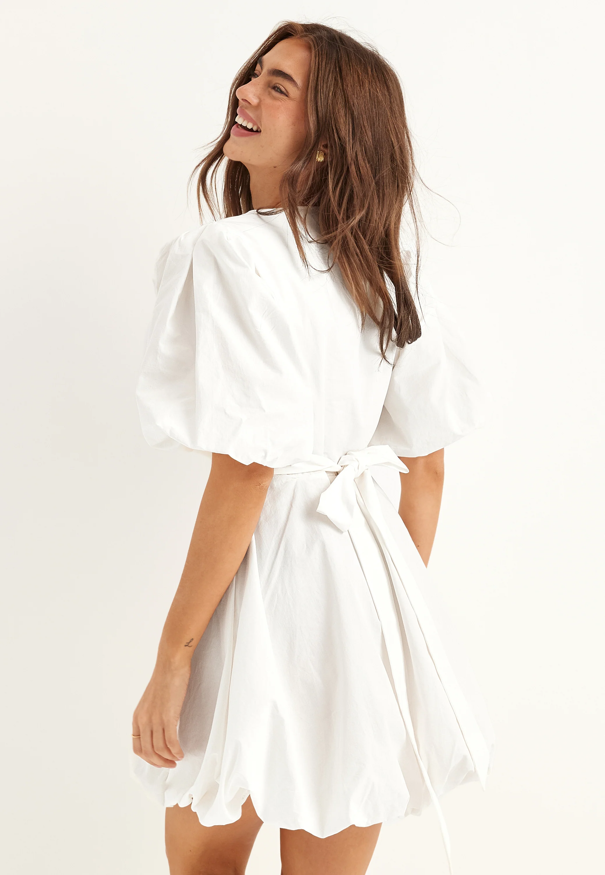 V-neck Bubble Hem Short Dress VIT - Image 6