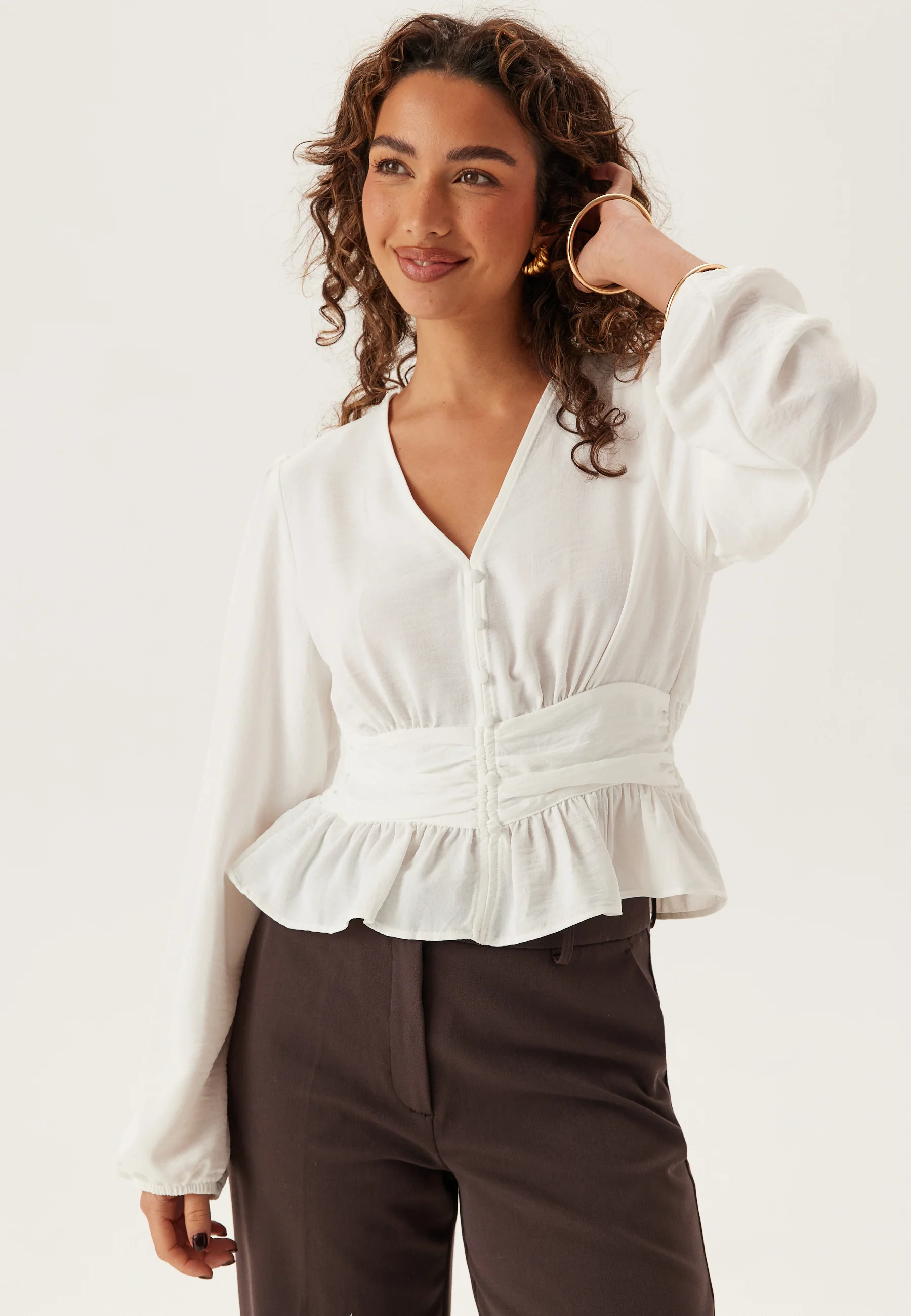 V-neck Button Blouse - Image 2