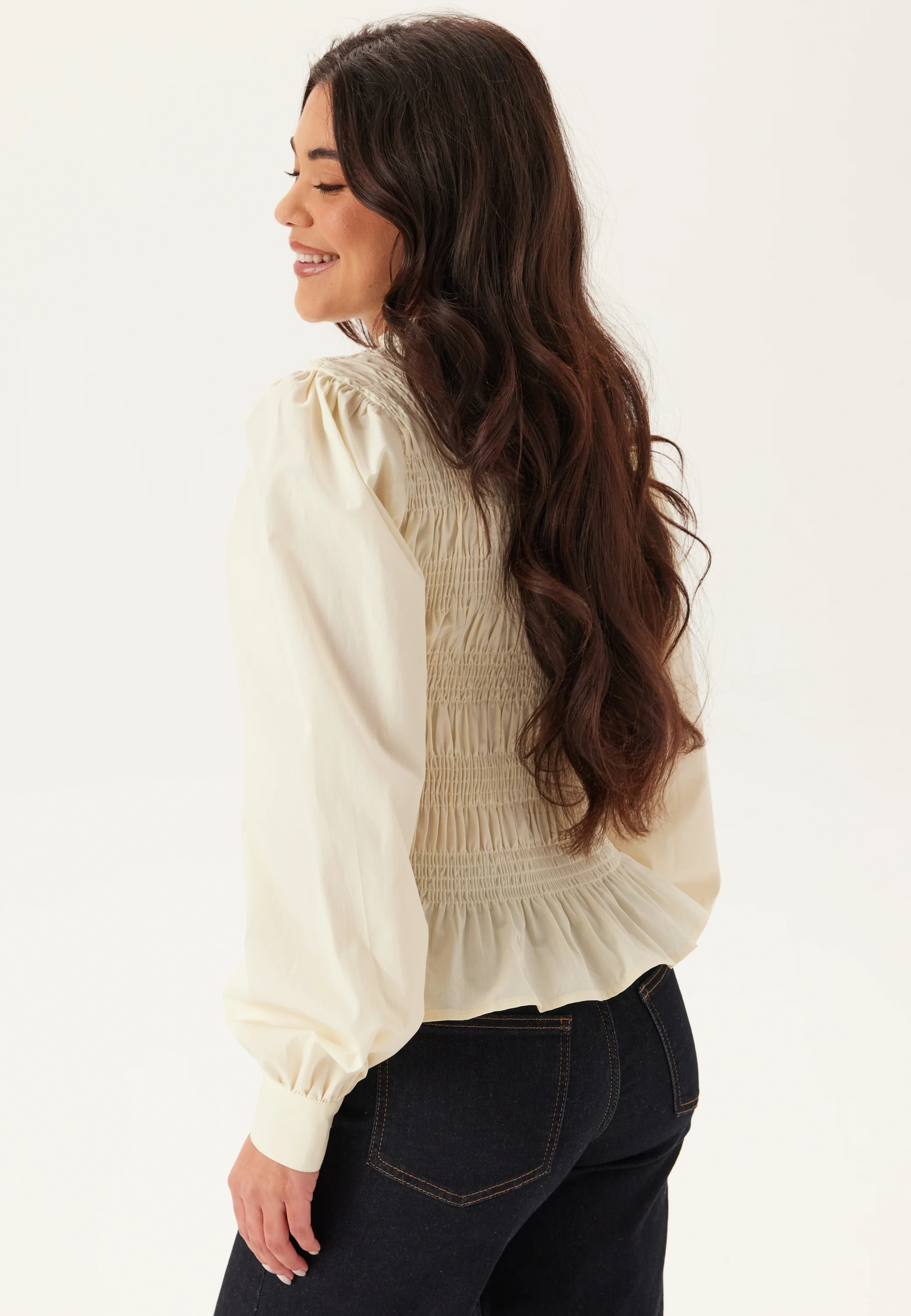 V-neck Cotton Smock Blouse - Image 2