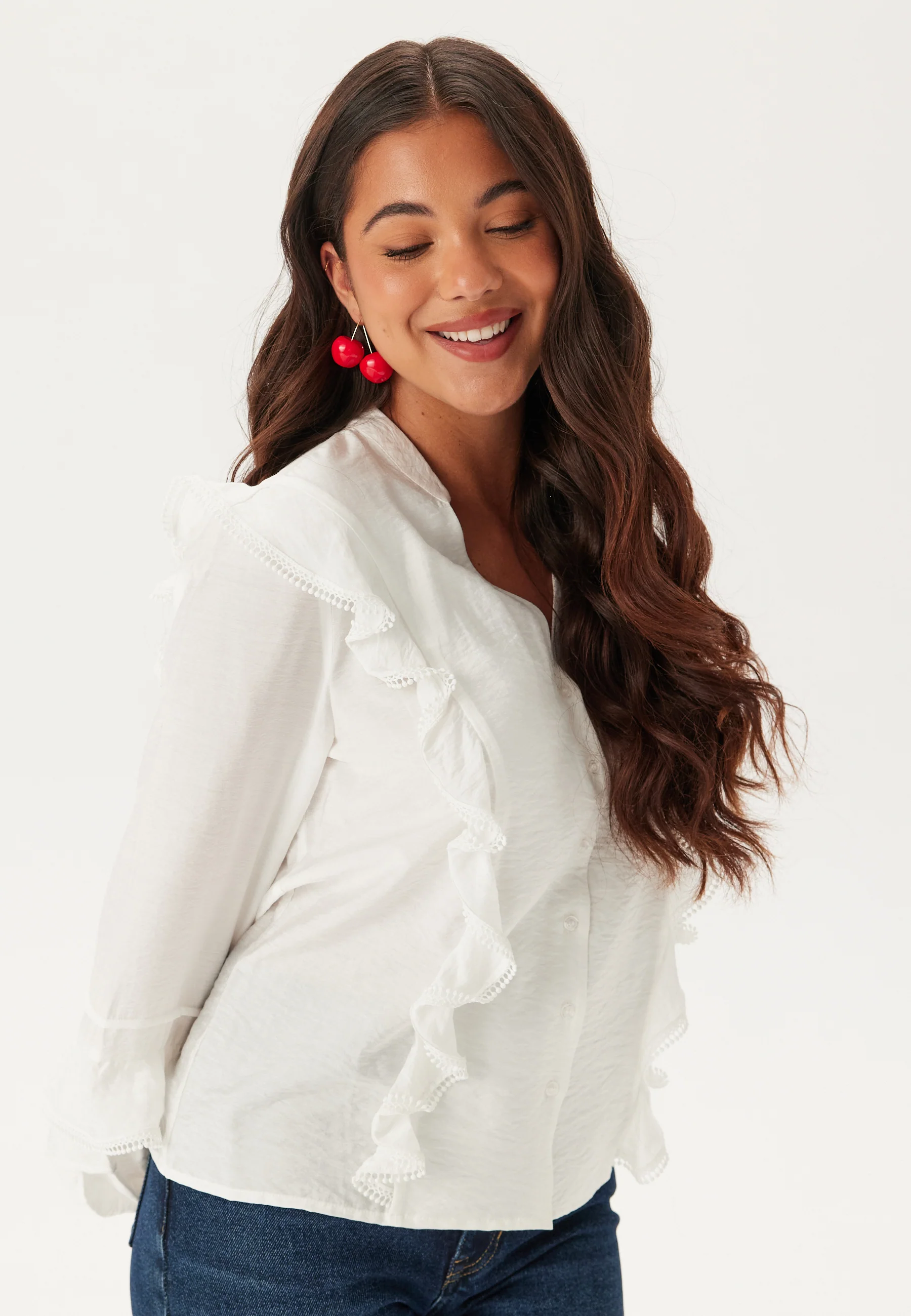 V-neck Frill Blouse - Image 4