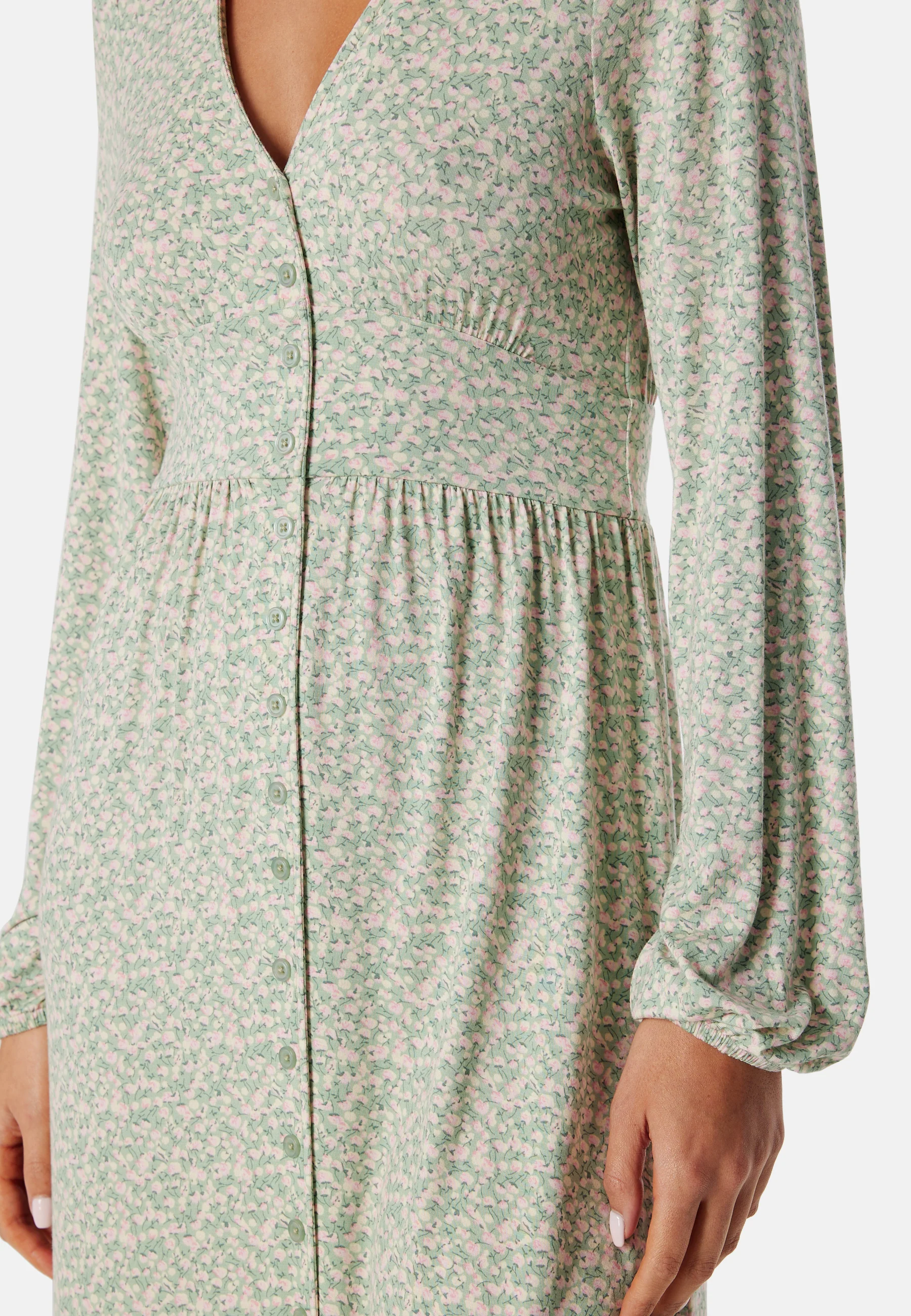 V-neck Midi Button Dress - Image 3