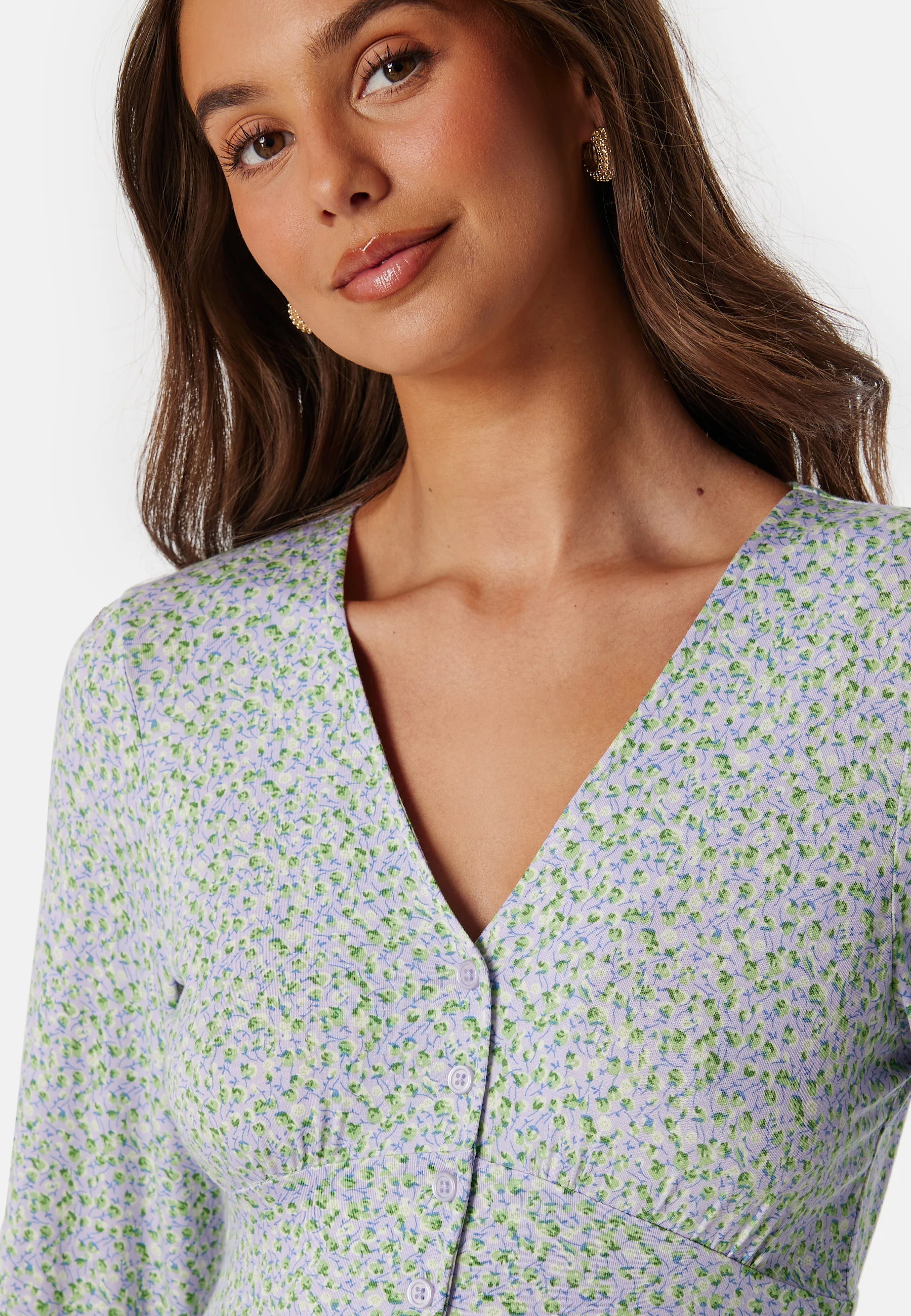 V-neck Midi Button Dress - Image 4