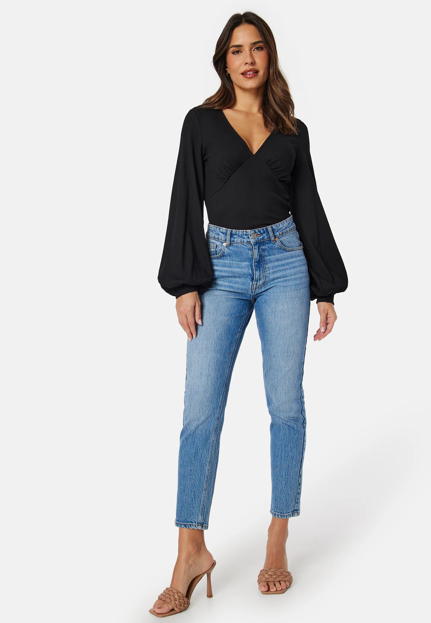 V-neck Puff Sleeve L/S Top - Image 3