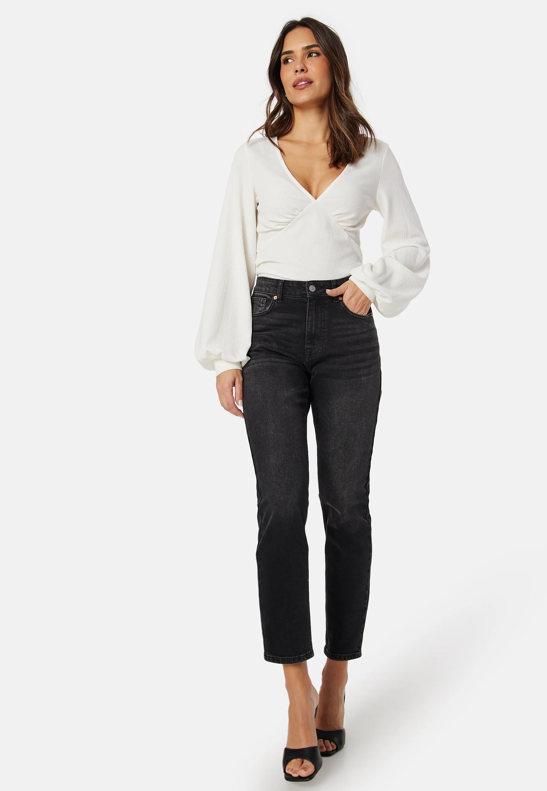 V-neck Puff Sleeve L/S Top - Image 3