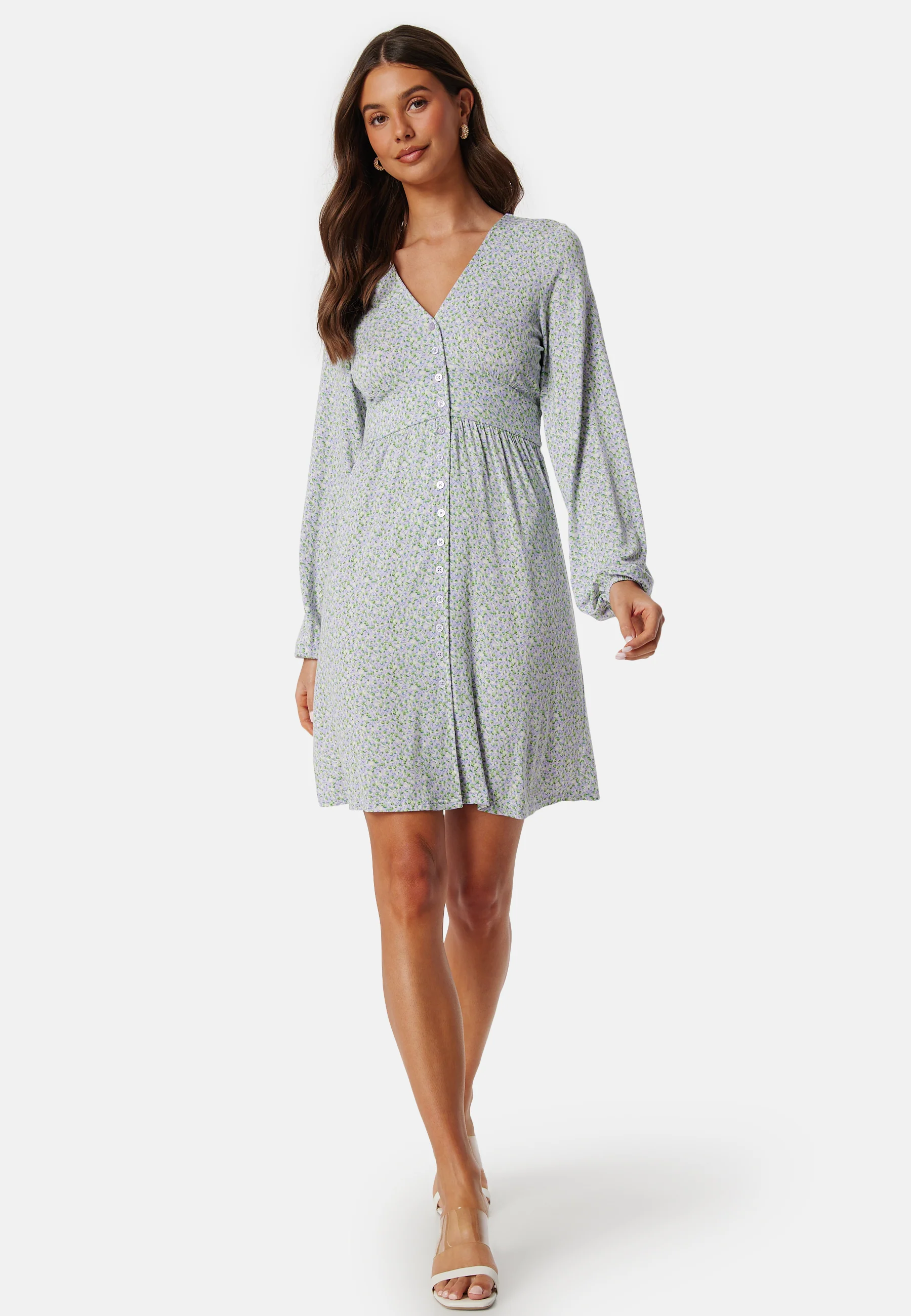 V-neck Short Button Dress - Image 3