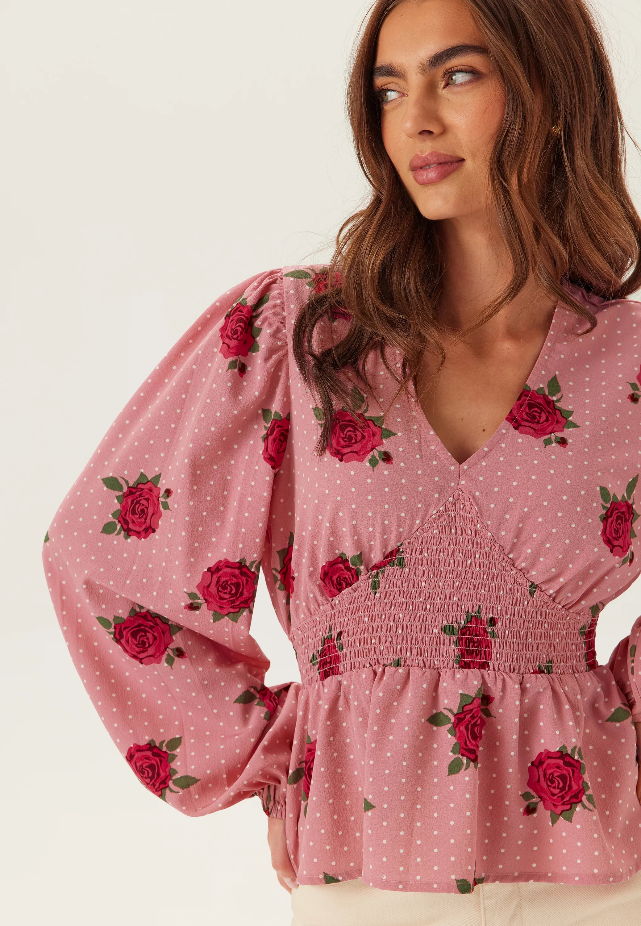 V-neck Smock Blouse