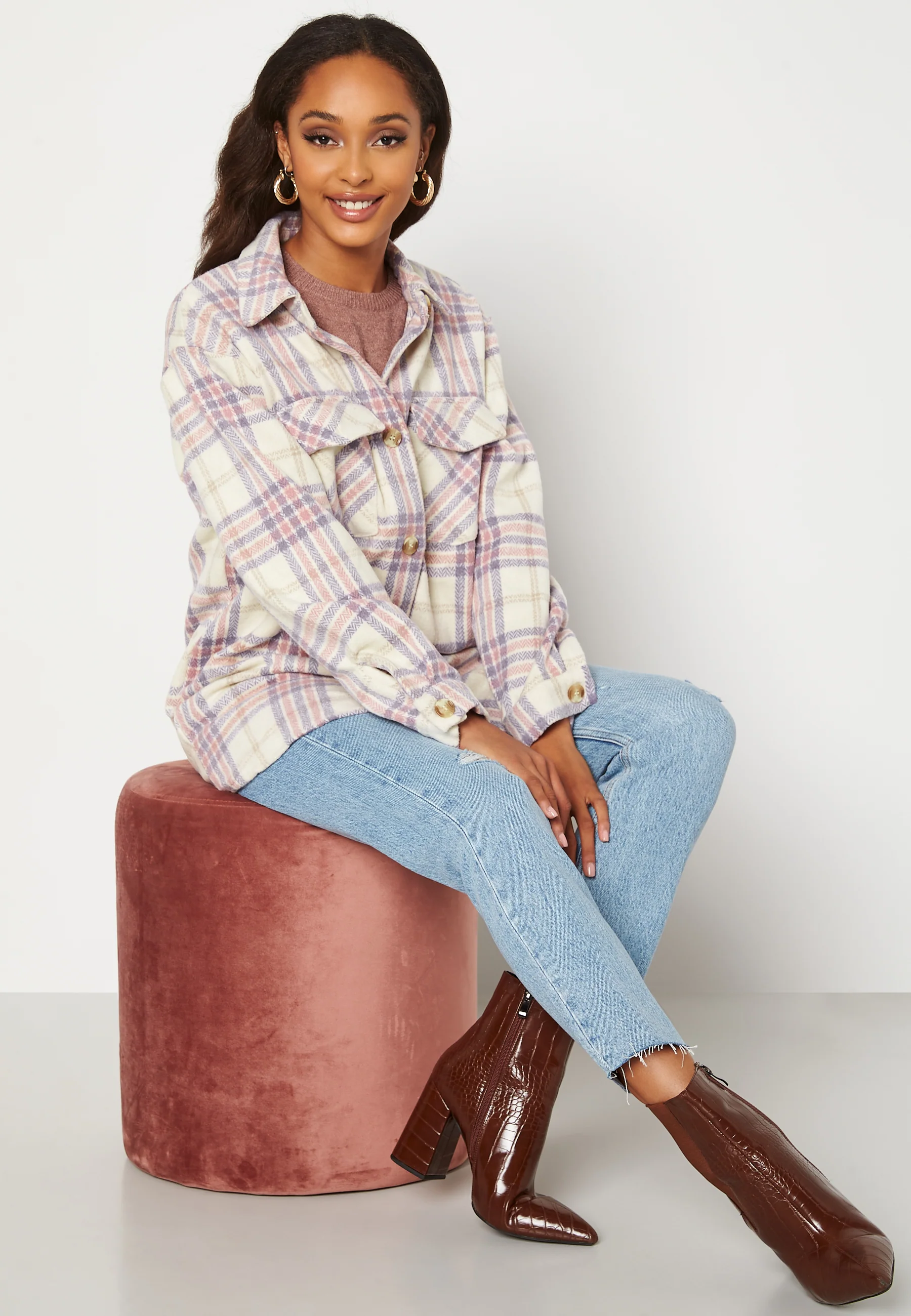 Valentina L/S Check Shacket - Image 5