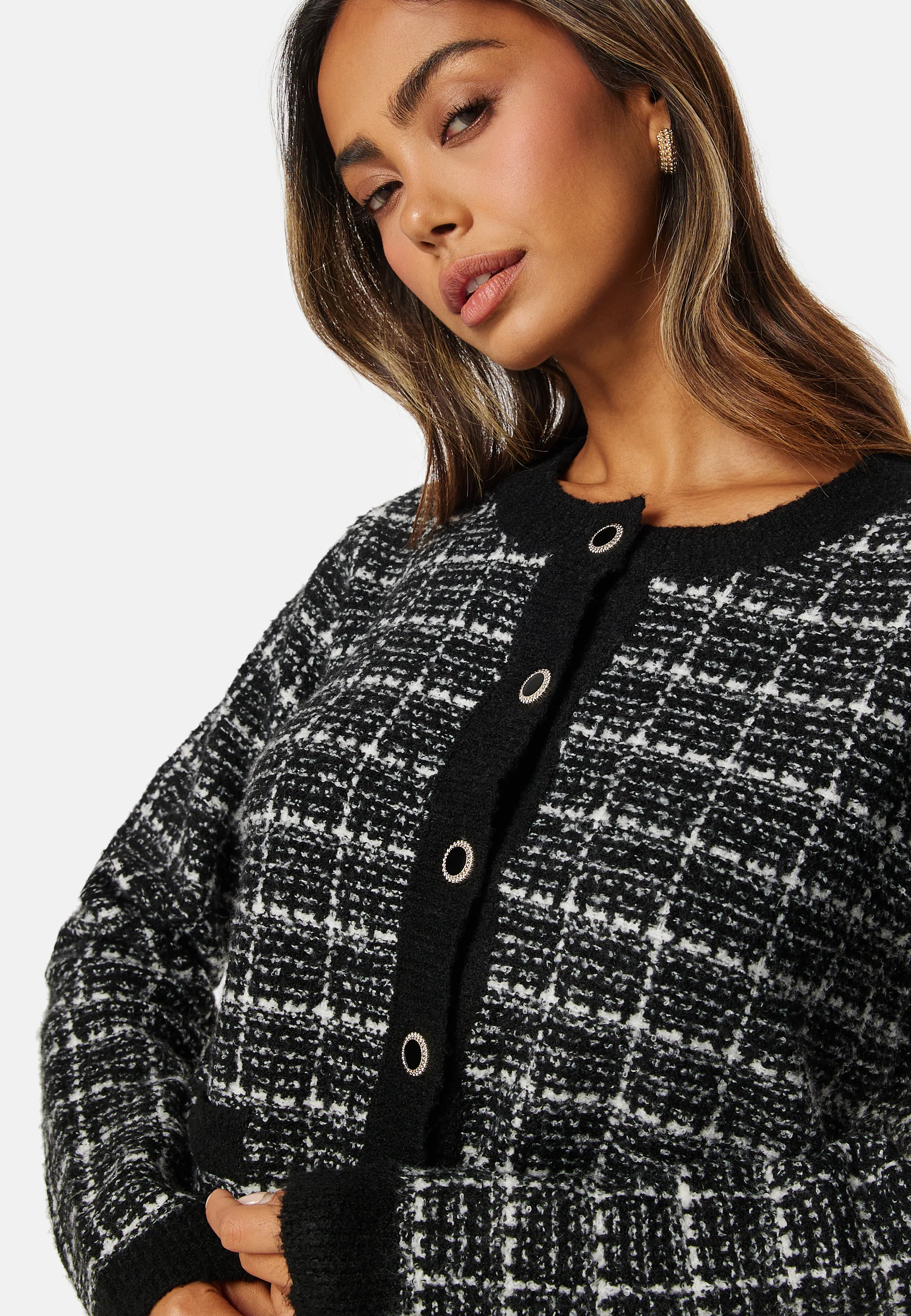 Viaudrey Check L/S Knit Cardigan - Image 4