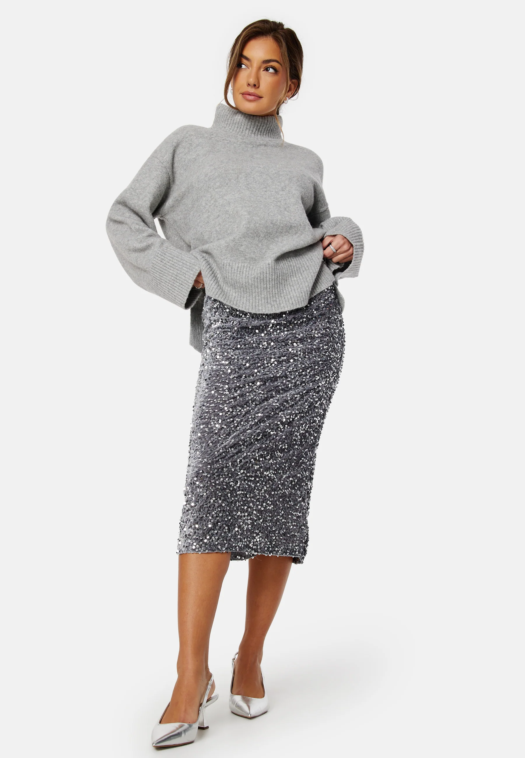 Vibarina HW Midi Sequins Skirt - Image 2