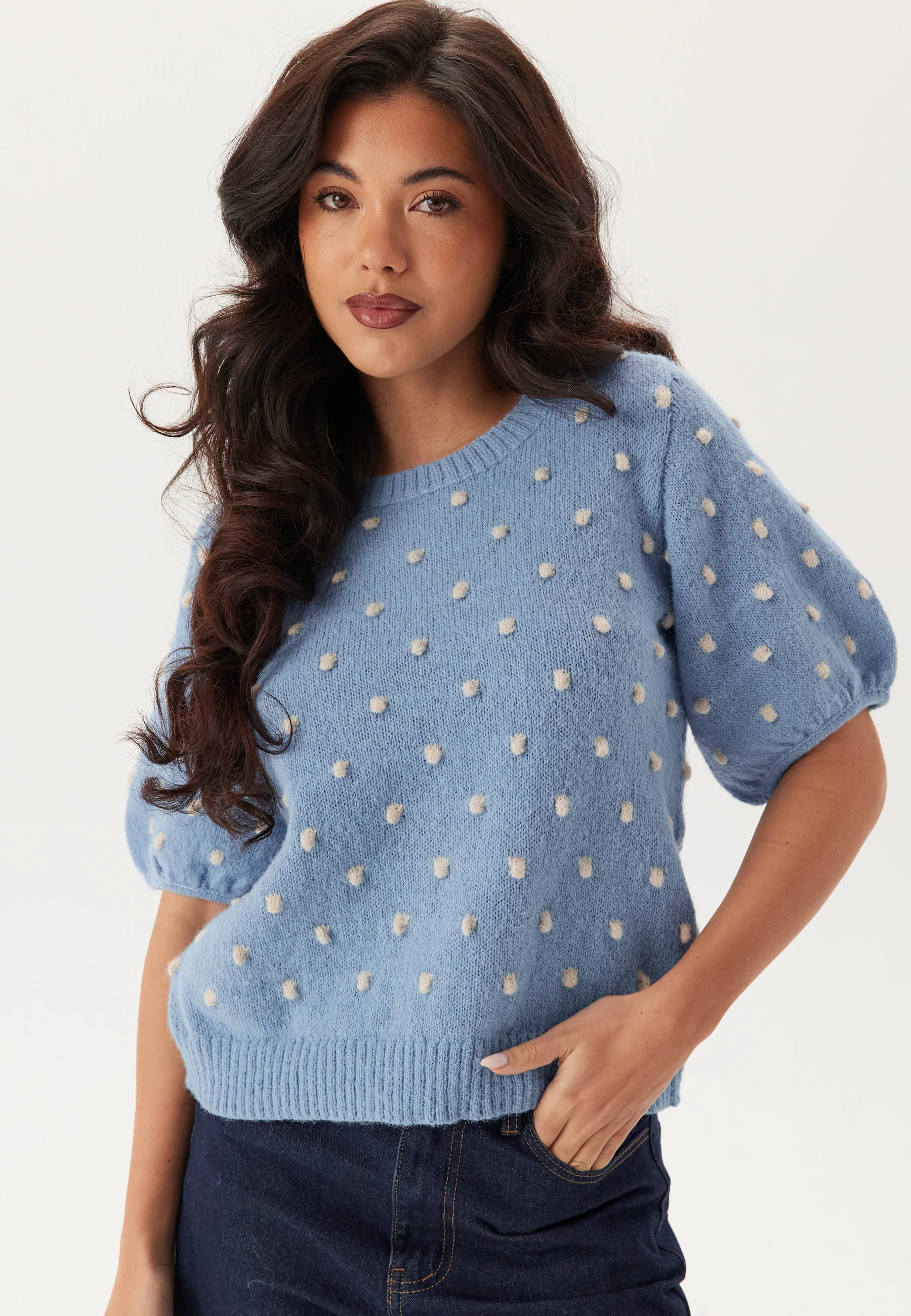 Vidottie 2/4 SLEEVE KNIT TOP S