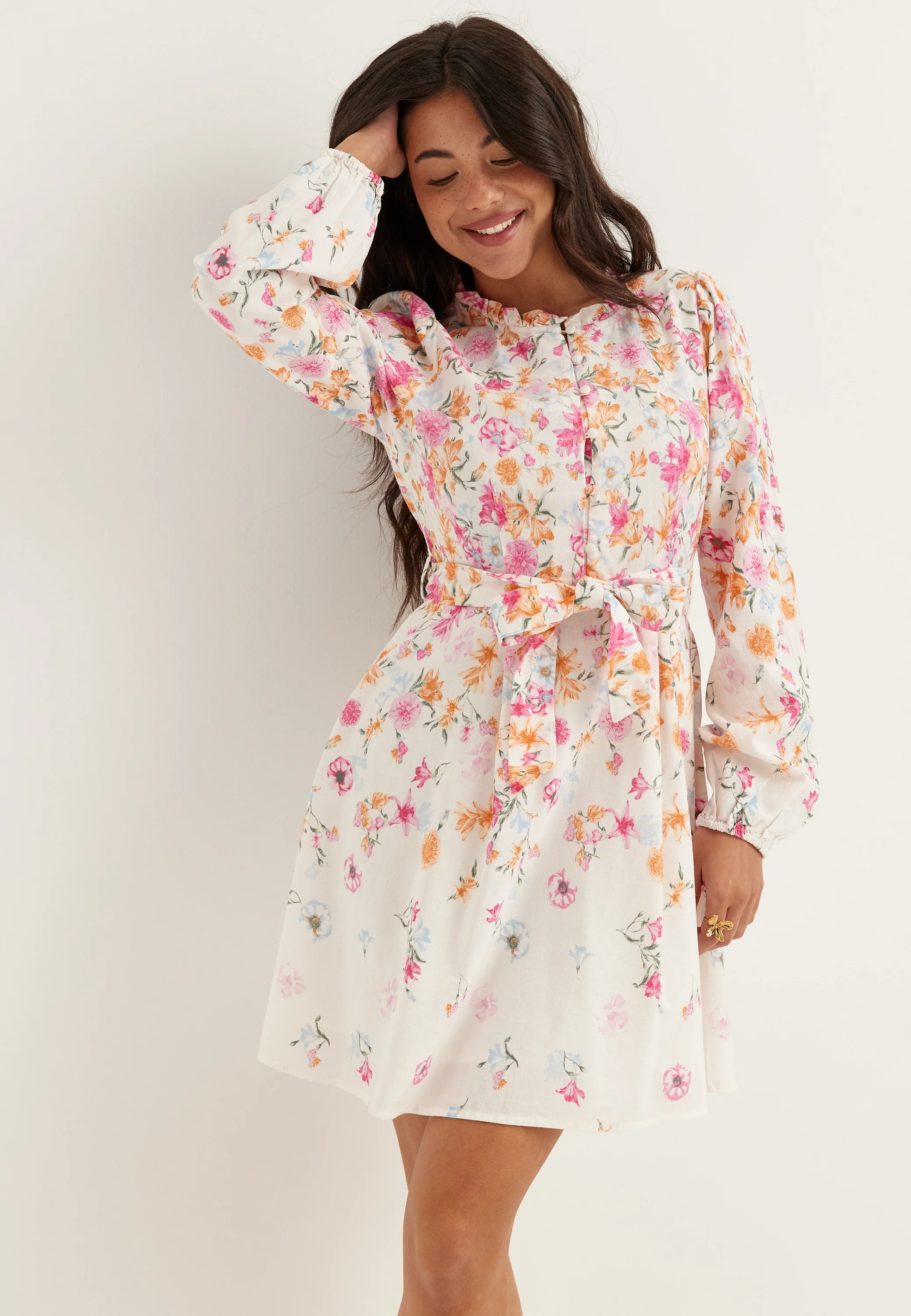 Vielma O-neck L/S SHORT DRESS