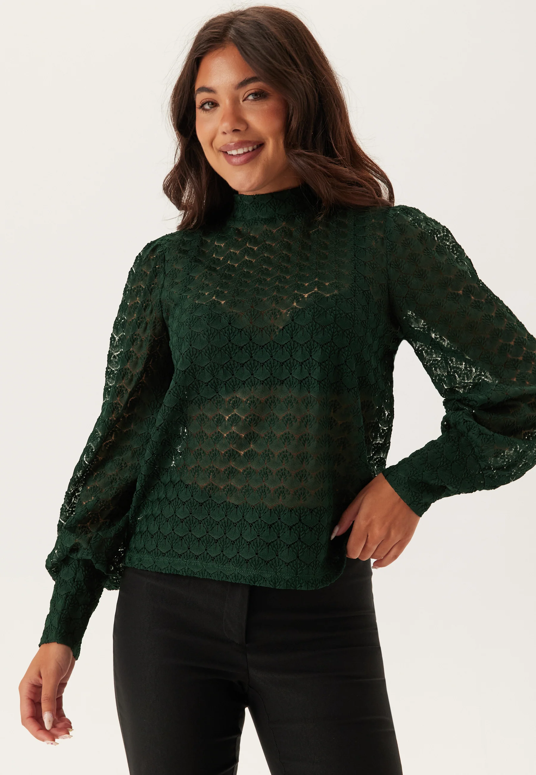 Vmbecca Ls High Neck Lace Top