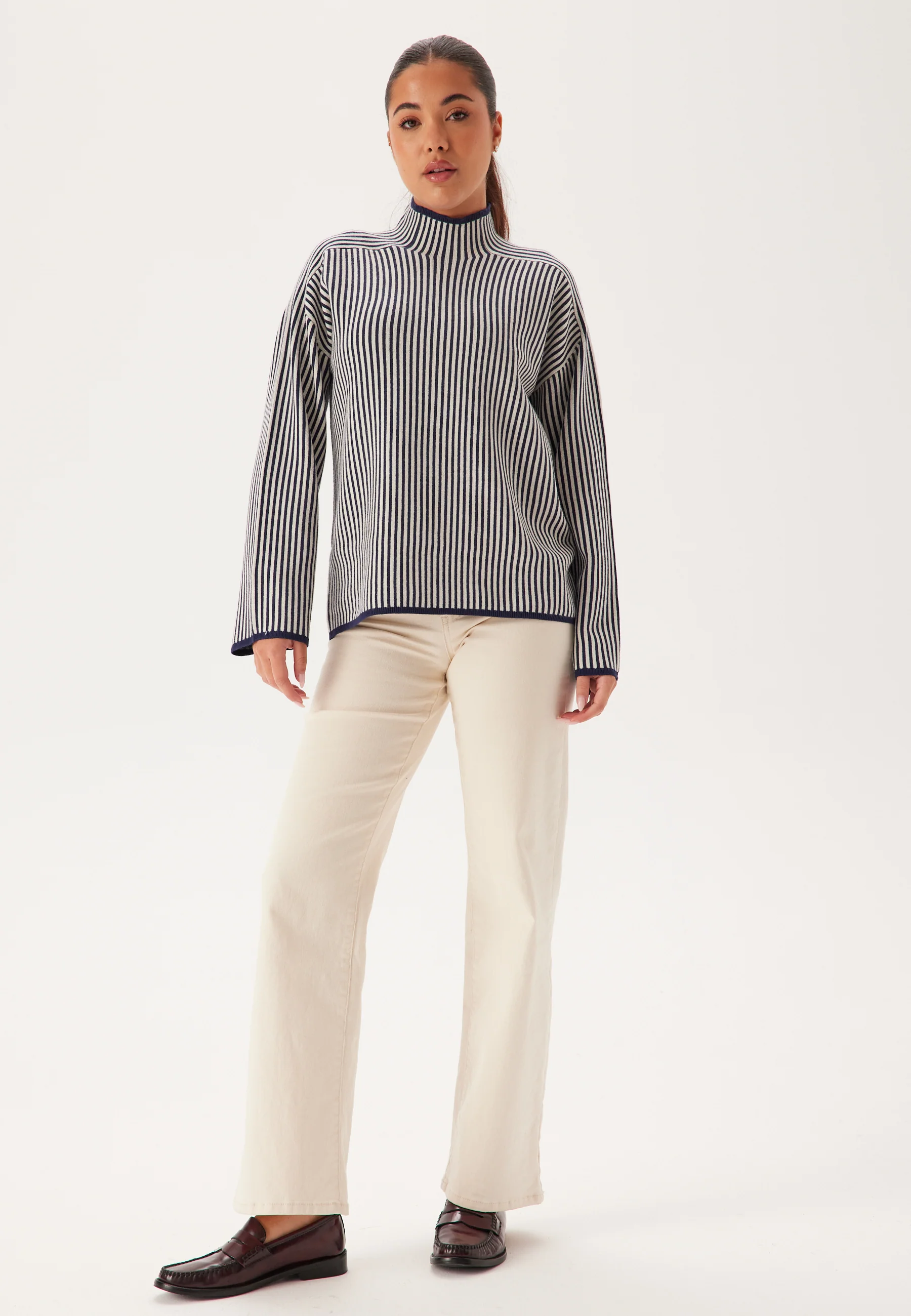 Vmgold Ls Highneck Pinstripe P - Image 3