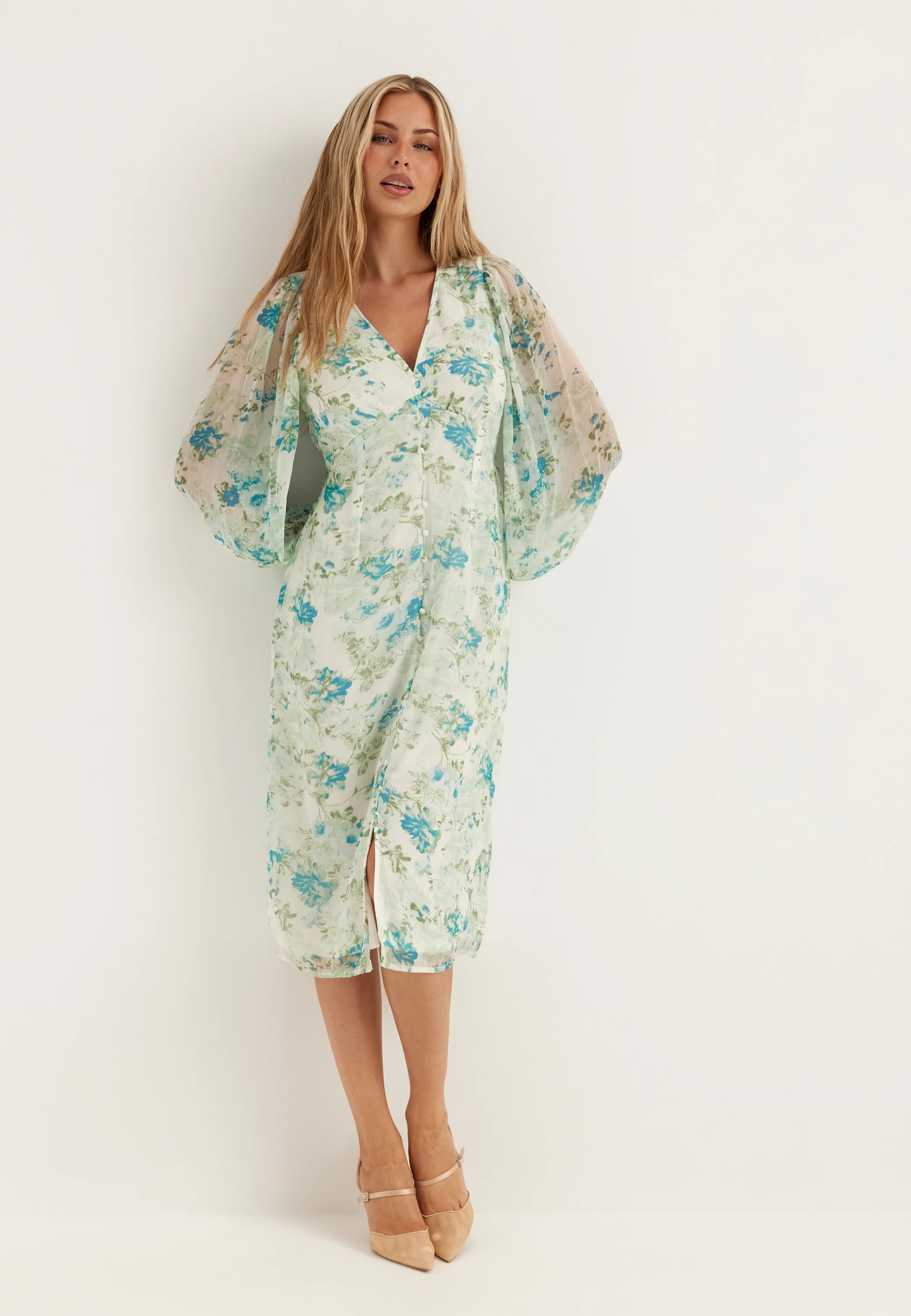 Vmsmilla Ls V-neck Calf Dress