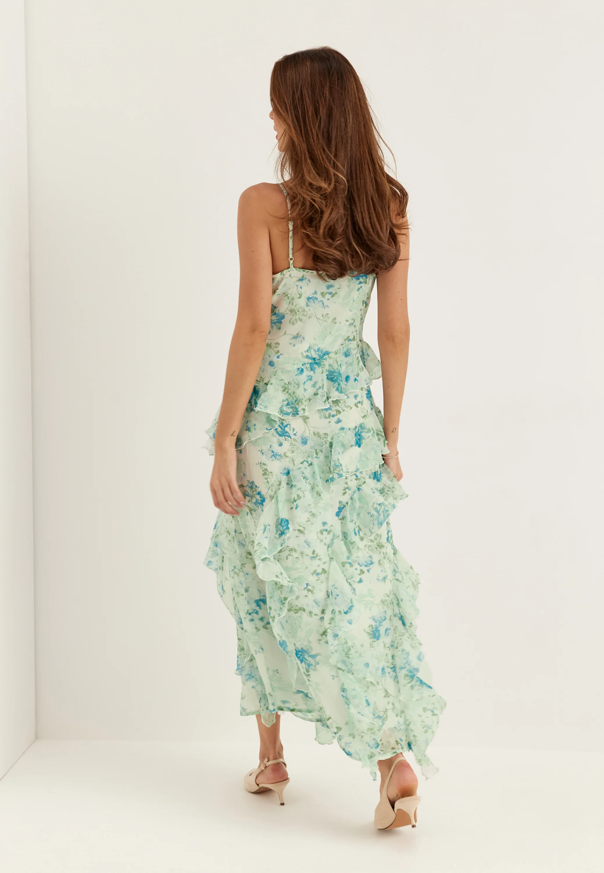 Vmsmilla S/L V-NECK LONG FRILL DRESS - Image 3