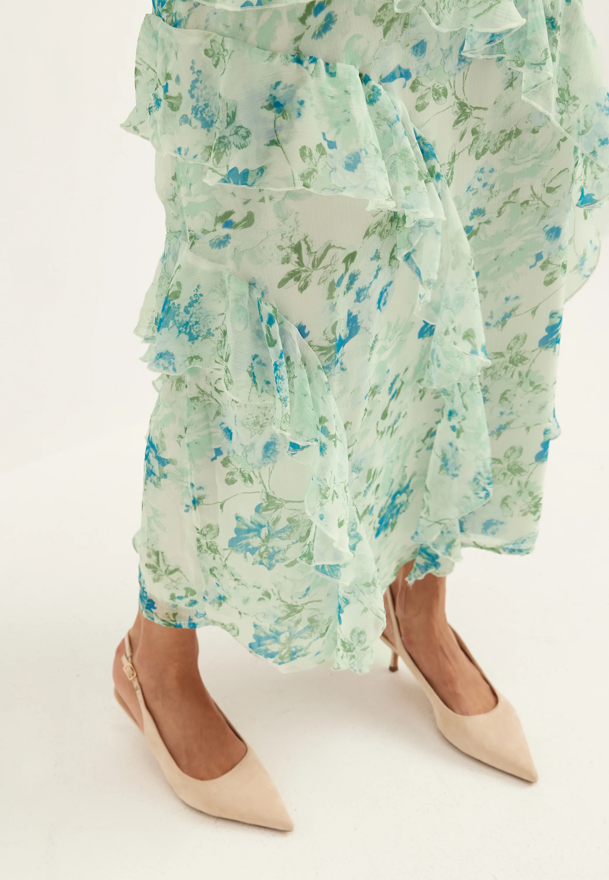 Vmsmilla S/L V-NECK LONG FRILL DRESS - Image 5