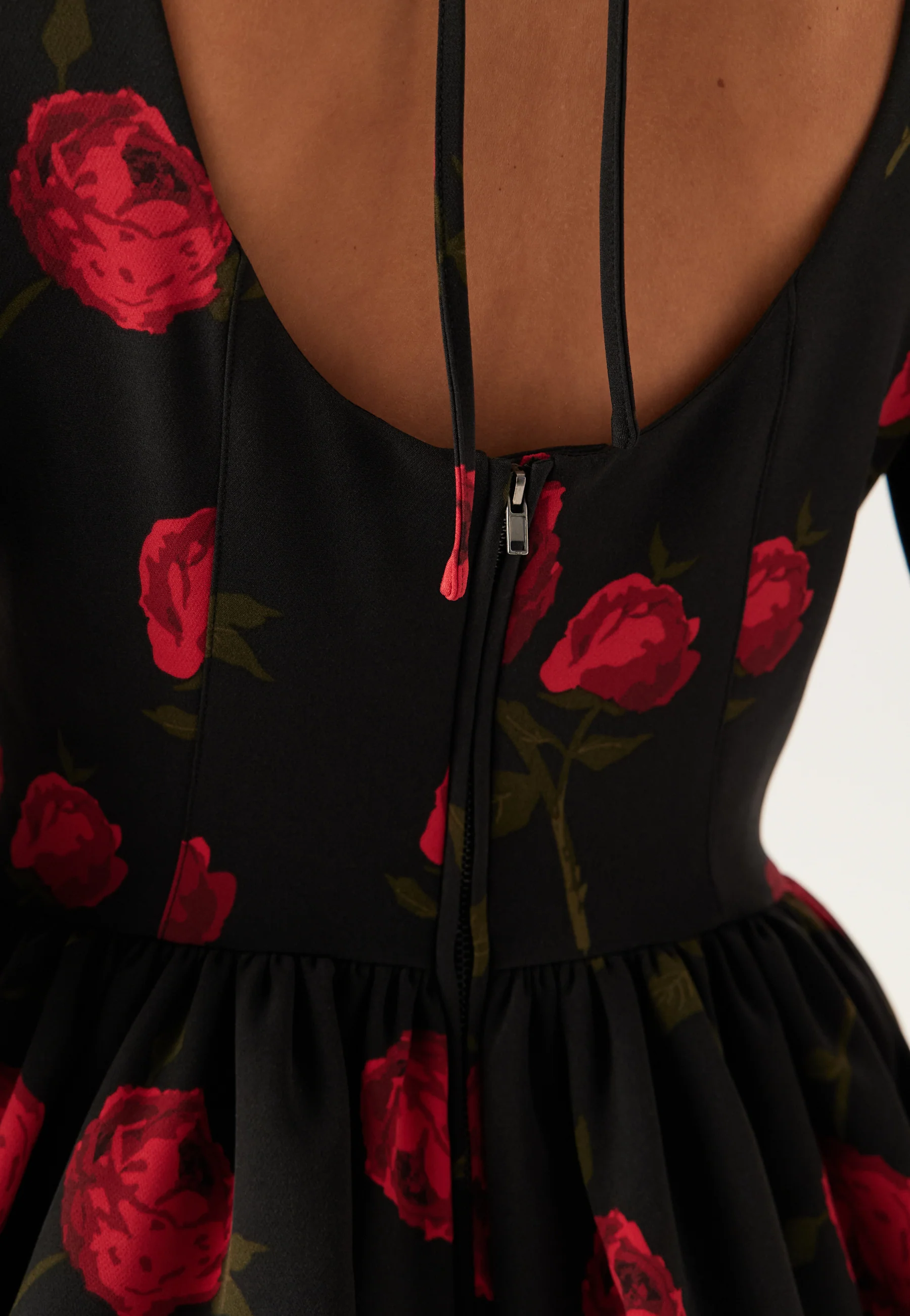 Volume Skirt Long Sleeve Mini Dress - Image 8