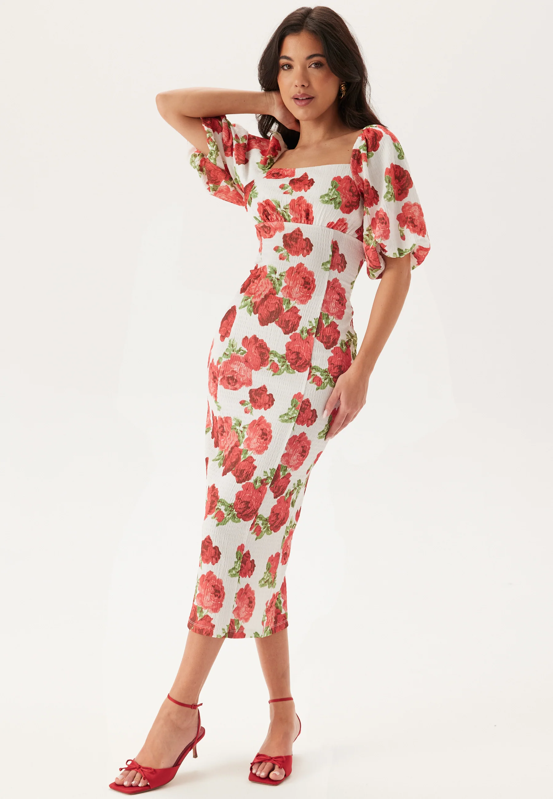 Volume Sleeve Midi Dress - Image 2