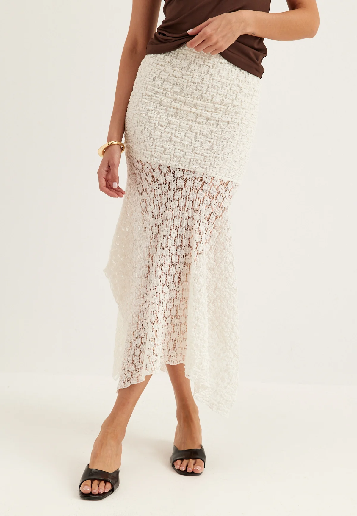 Waterfall Asymmetric Lace Skirt - Image 2
