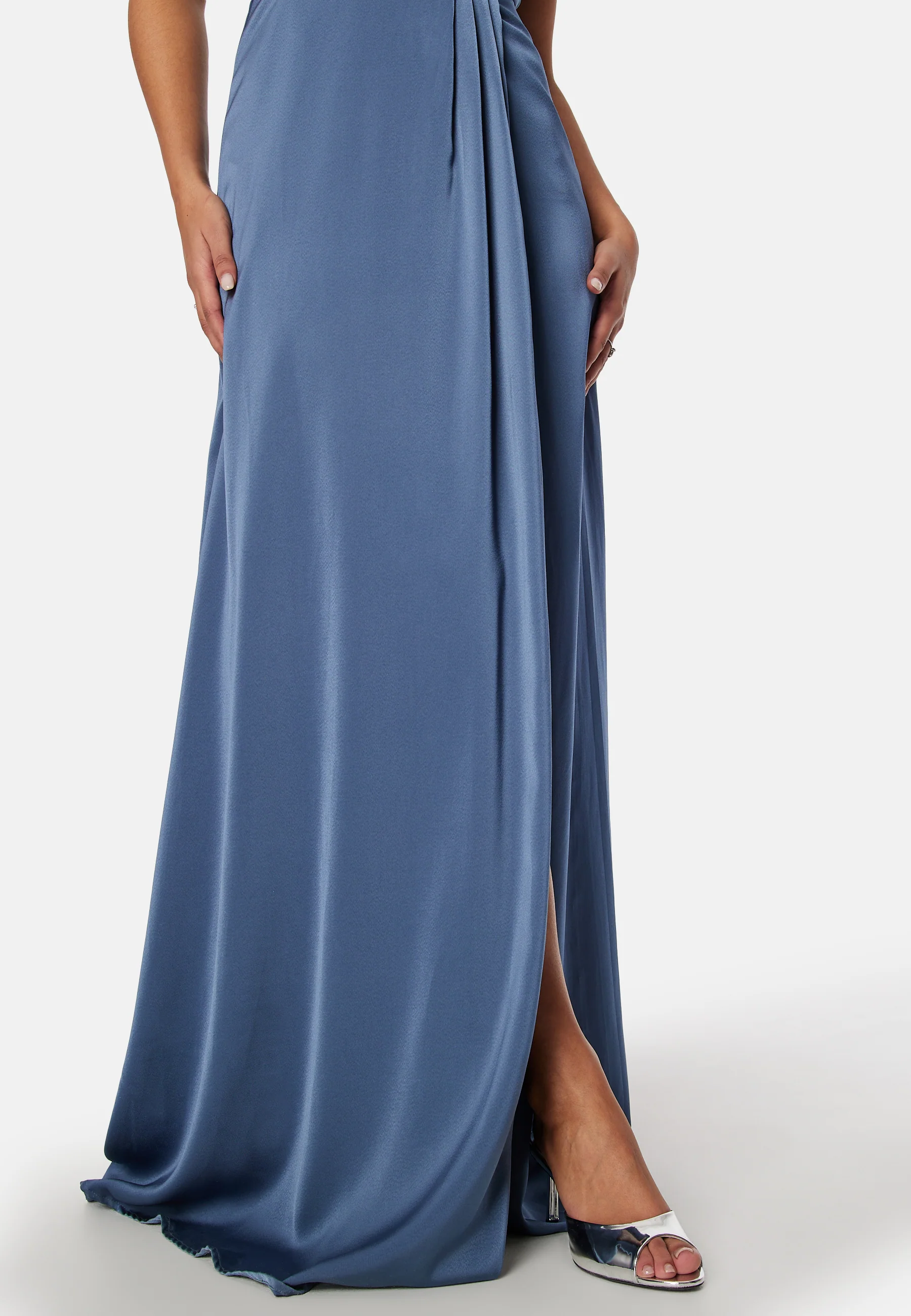 Waterfall High Slit Satin Gown - Image 4