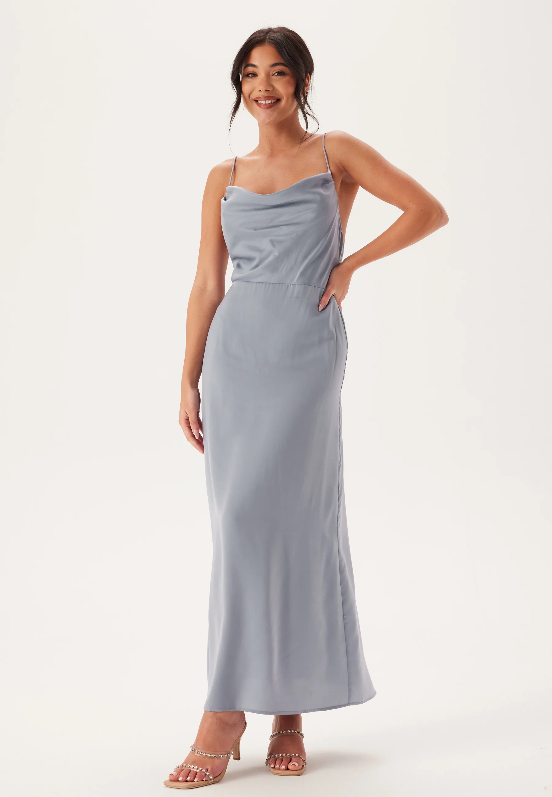 Waterfall Satin Ankle dress - Image 3