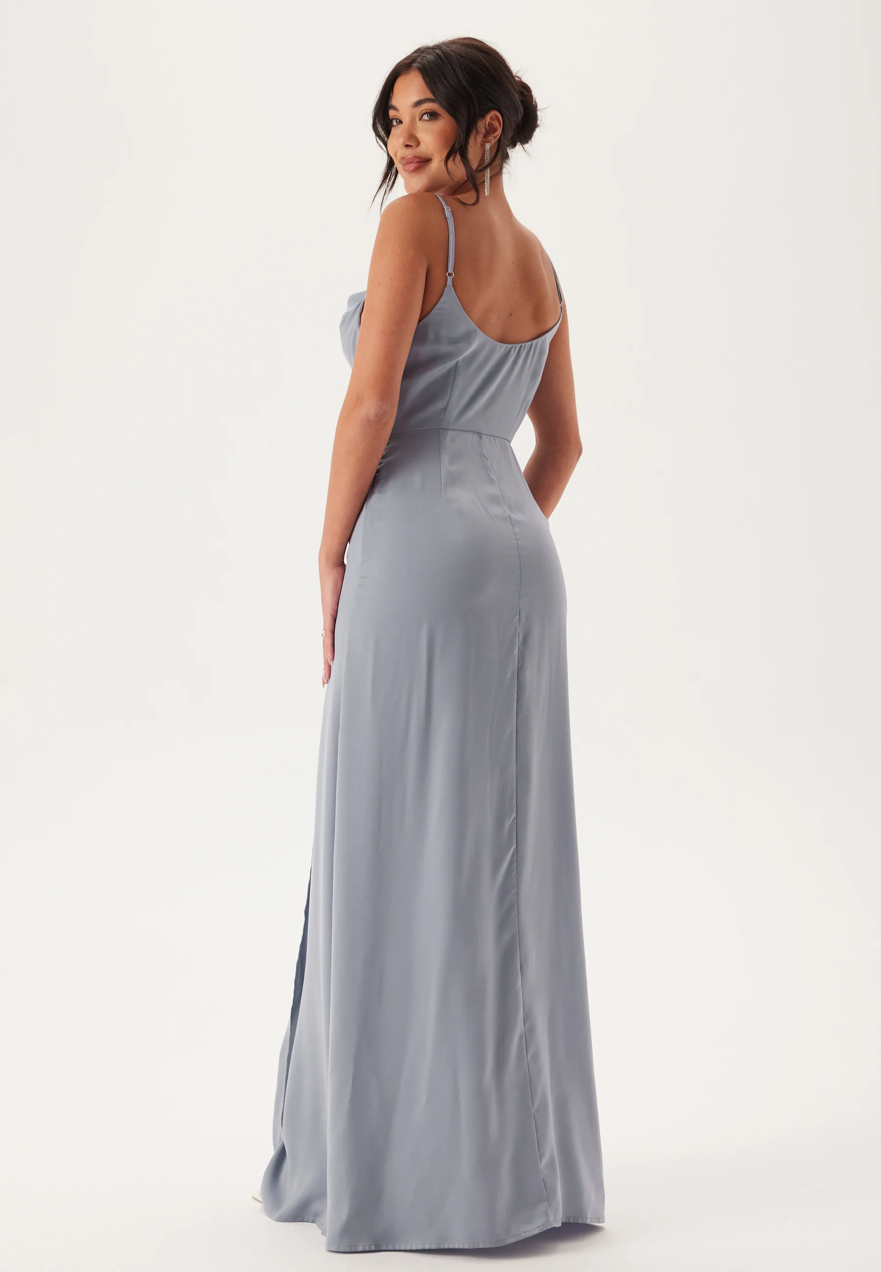 Waterfall Slit Satin Gown - Image 2